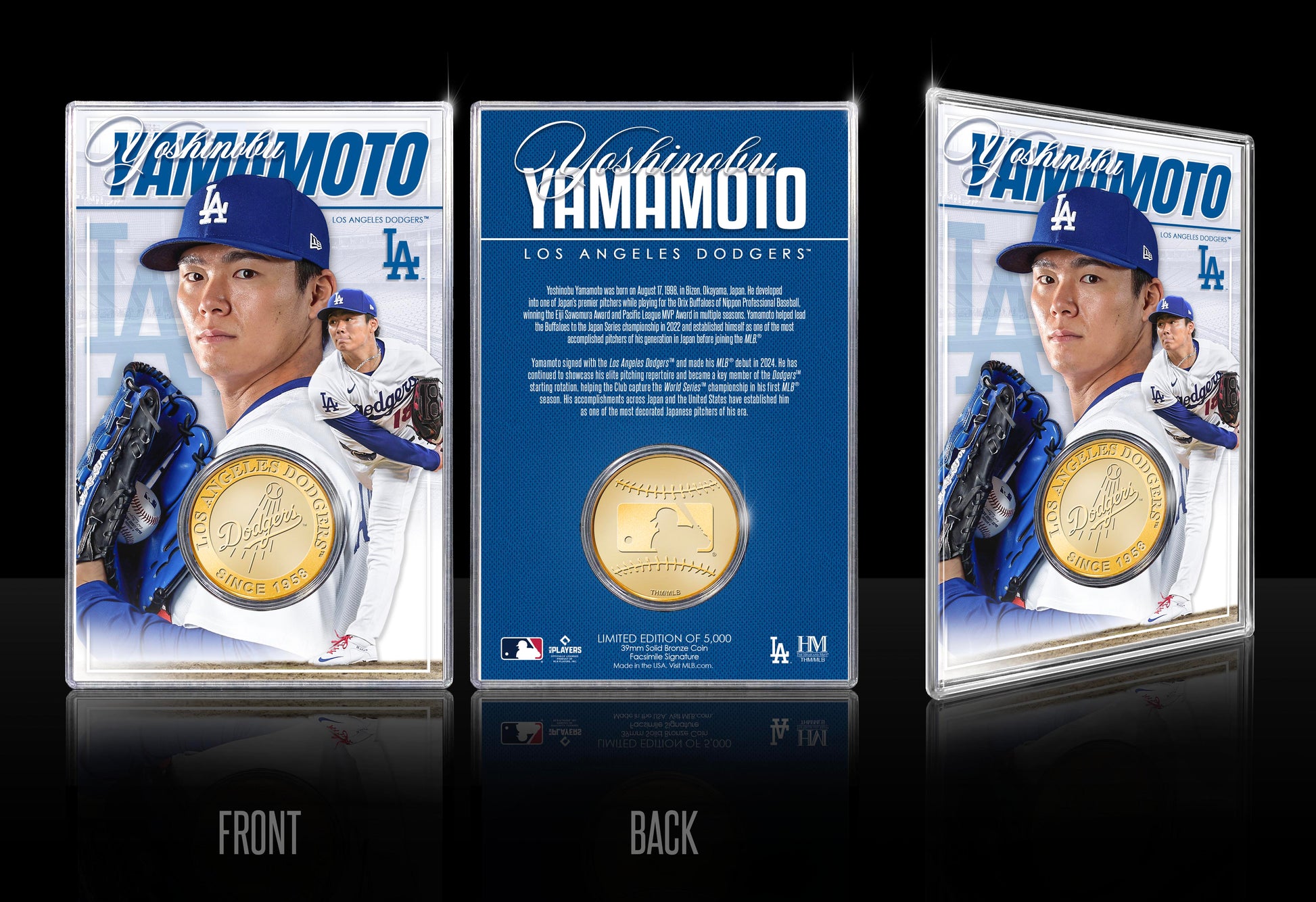 Yoshinobu Yamamoto Los Angeles Dodgers Bronze Coin Acrylic Holder