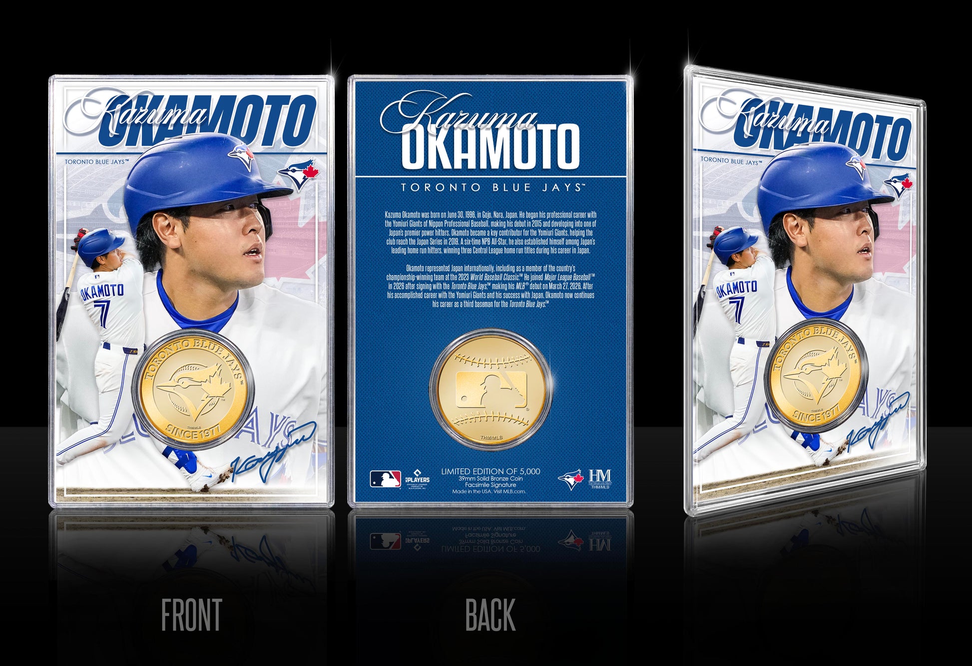 Kazuma Okamoto Toronto Blue Jays Bronze Coin Acrylic Holder