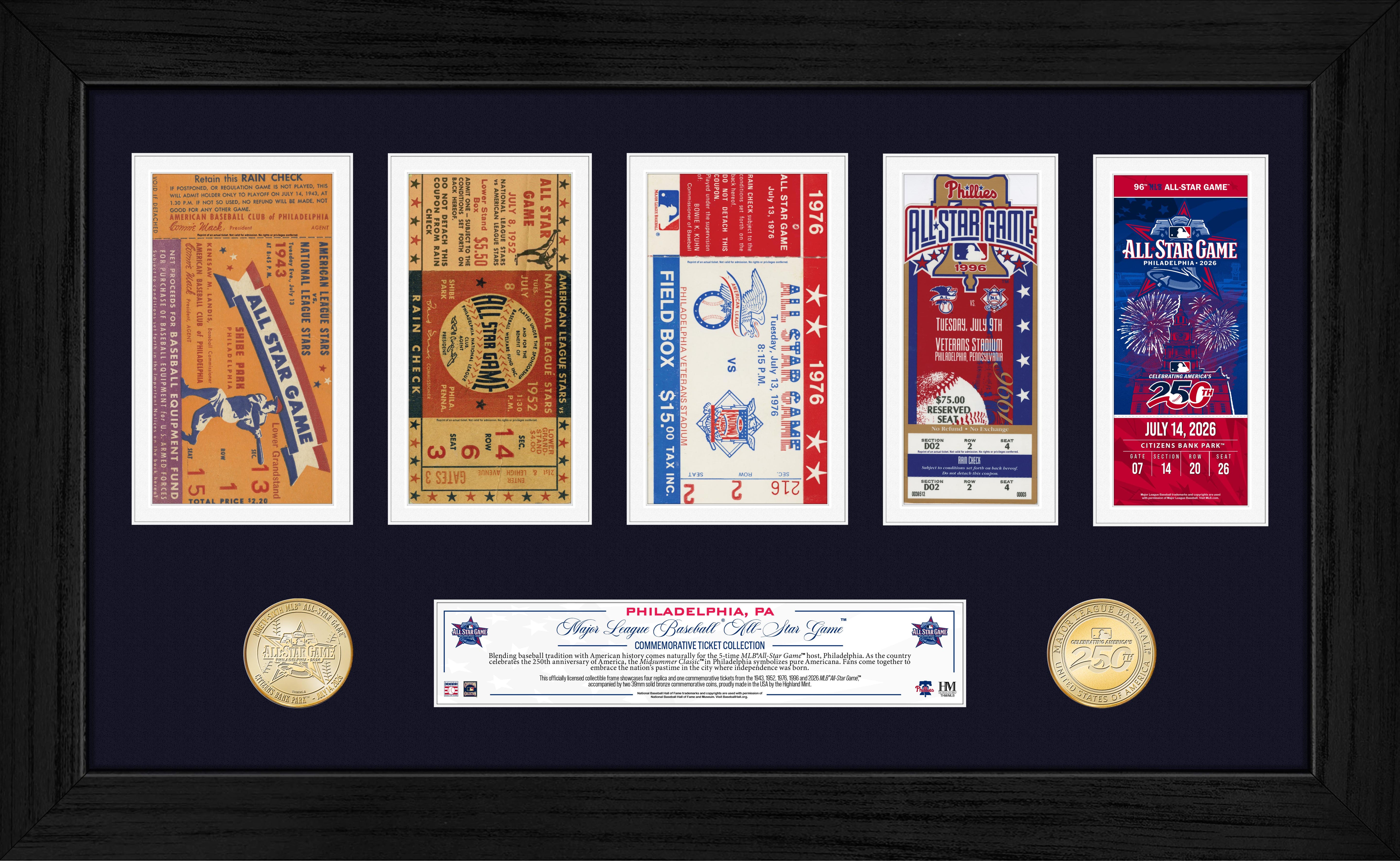  Philadelphia MLB All Star Game Ticket History Bronze Coin Collection