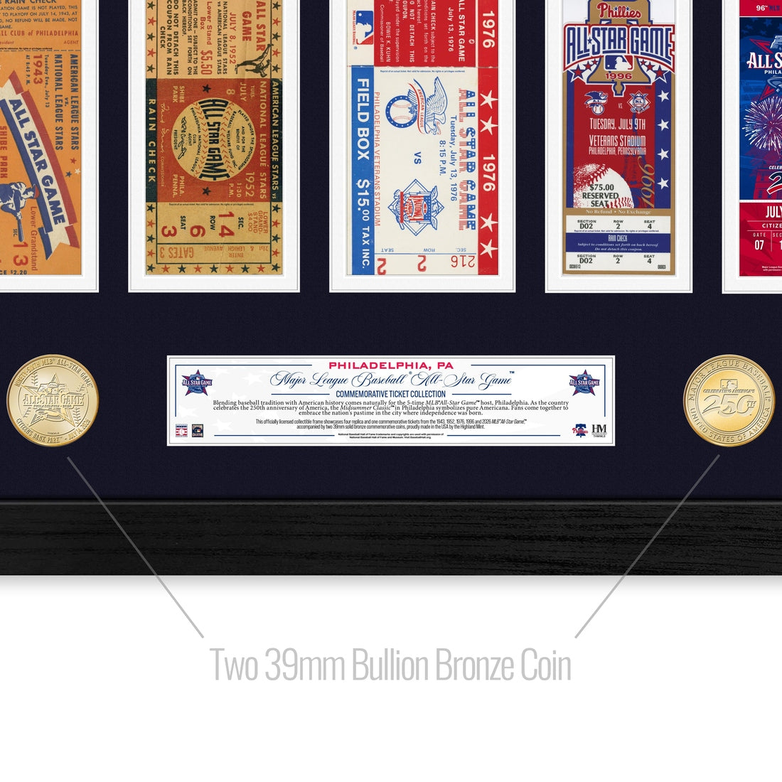 Philadelphia MLB All Star Game Ticket History Bronze Coin