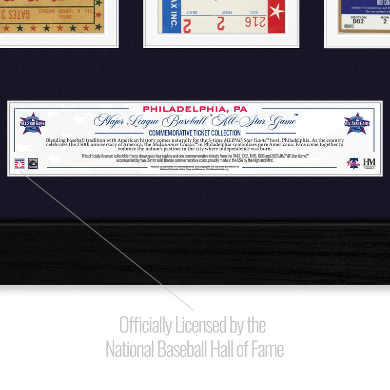 Philadelphia MLB All Star Game Ticket History Bronze Coin Collection