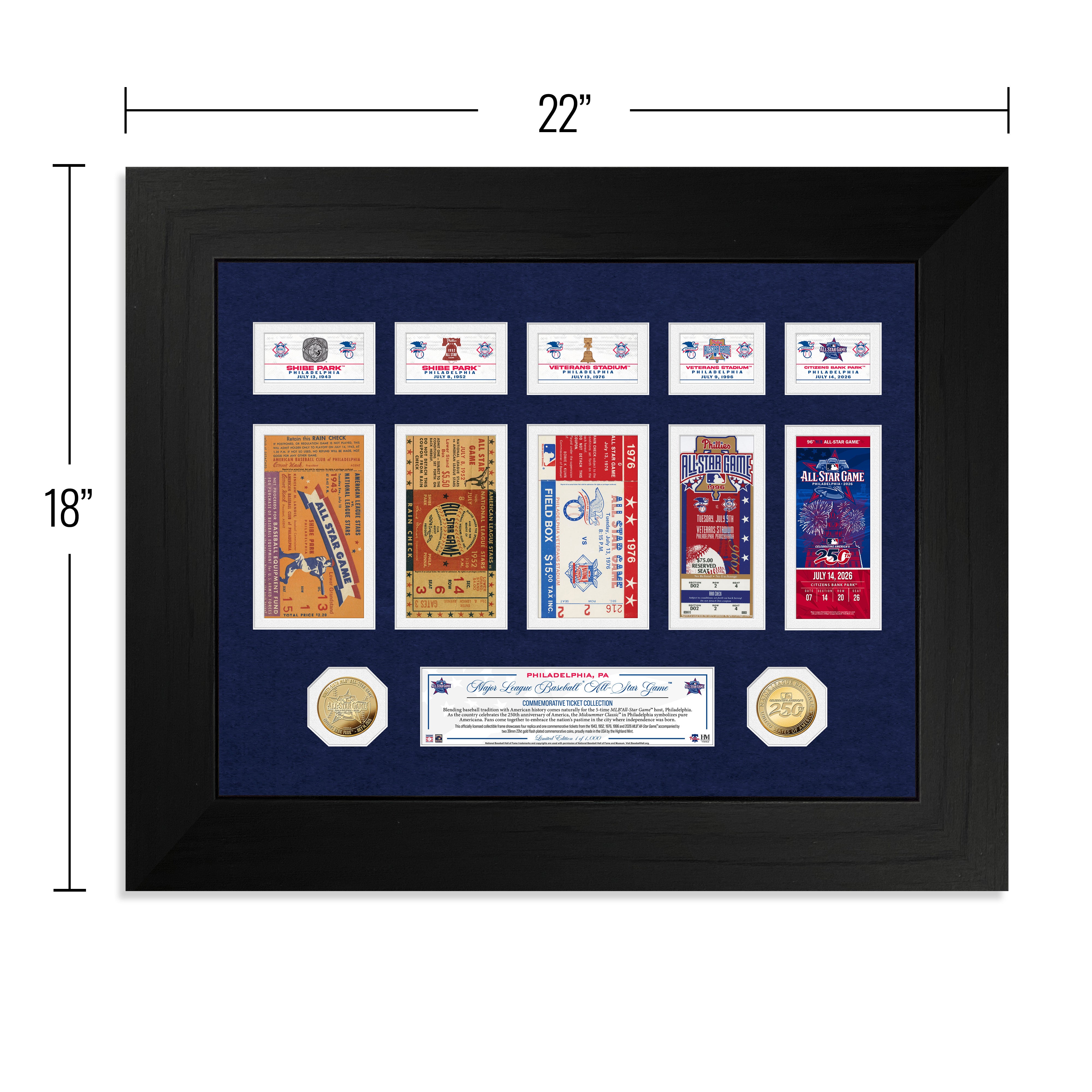 Deluxe Philadelphia MLB All Star Game Ticket History Gold Coin Collection