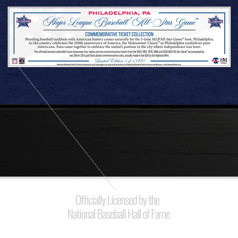 Deluxe Philadelphia MLB All Star Game Ticket History Gold Coin Collection