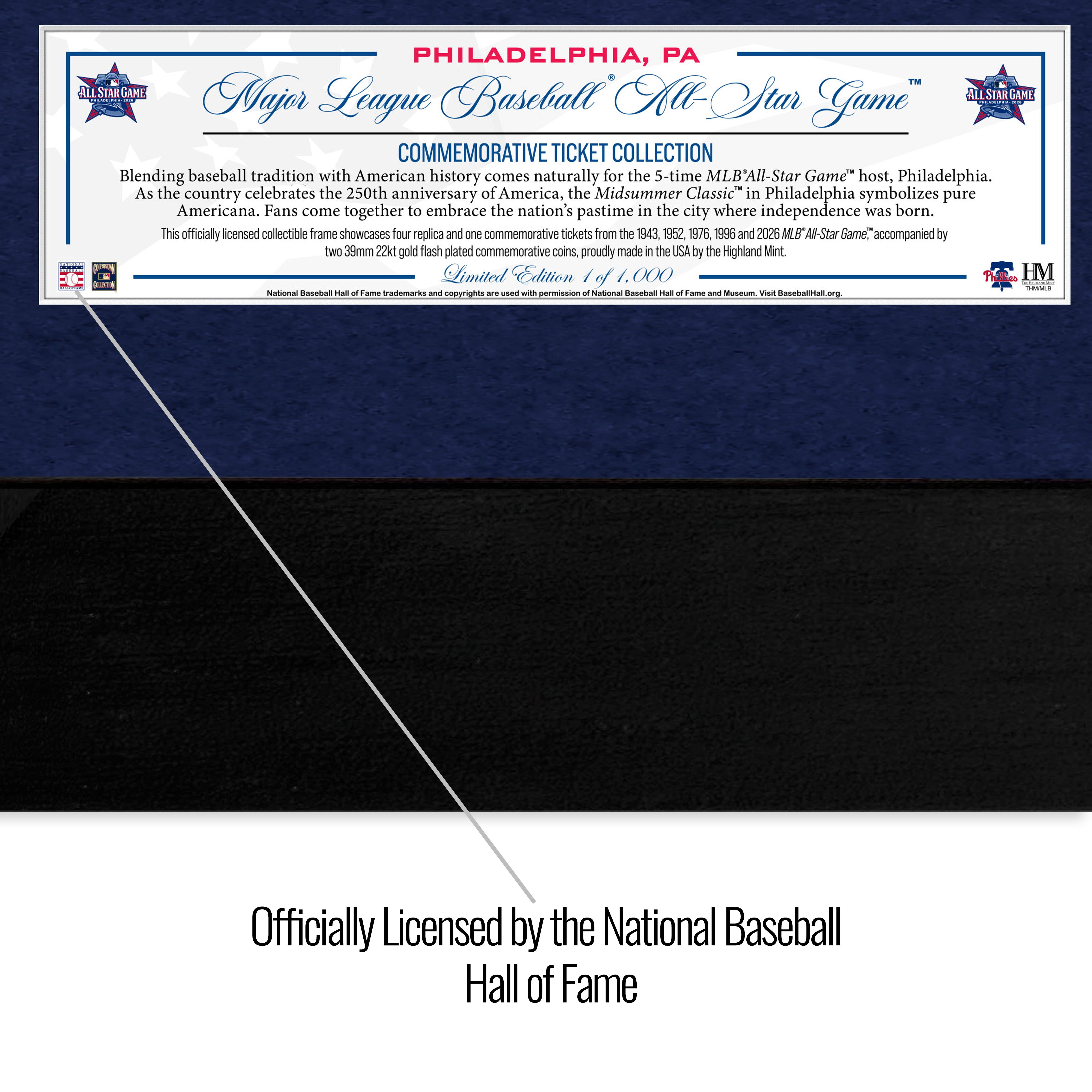 Deluxe Philadelphia MLB All Star Game Ticket History Gold Coin Collection