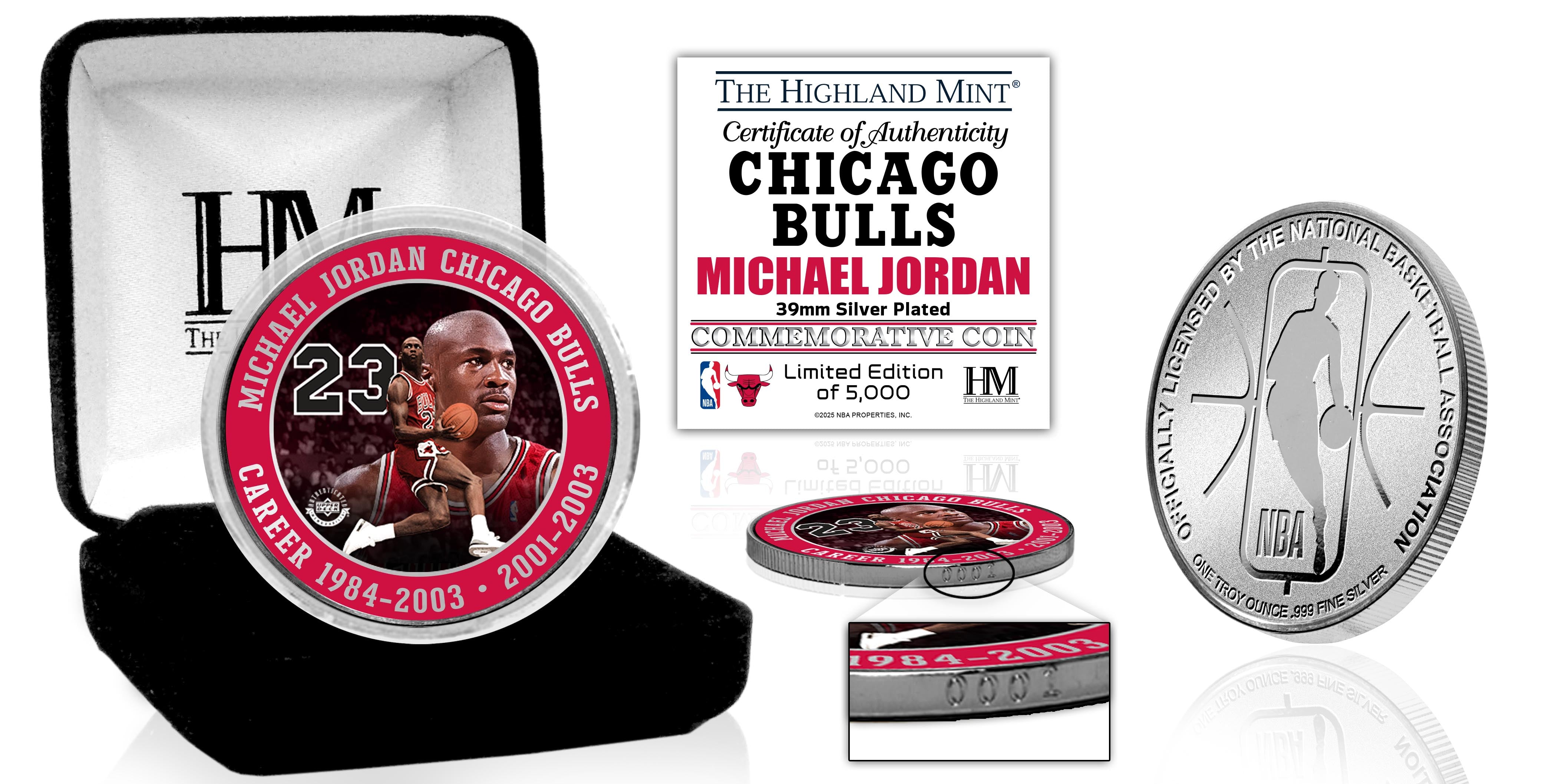 Michael Jordan Chicago Bulls Silver Plated Color Coin