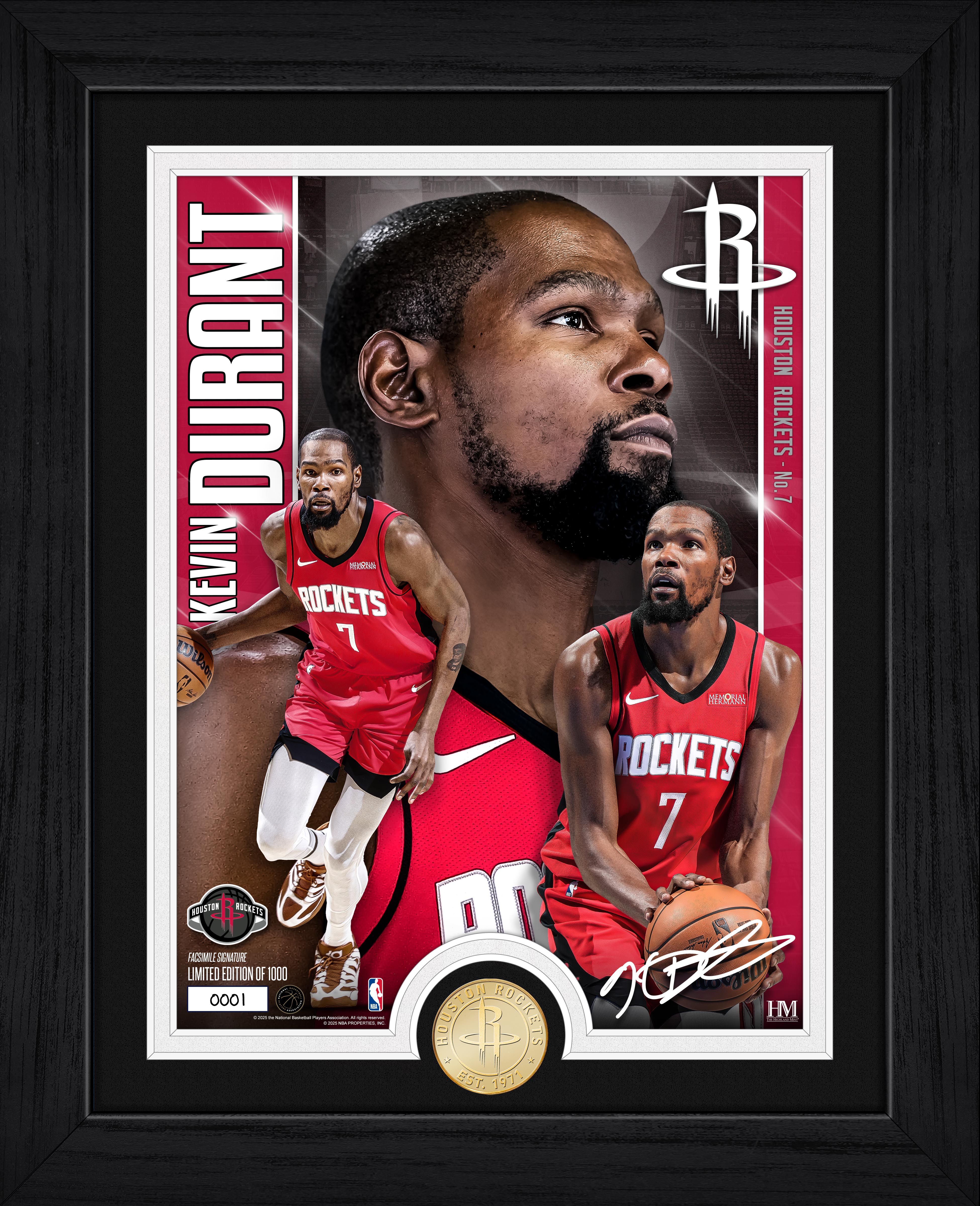 Kevin Durant Houston Rockets Bronze Coin Artist Proof Photo Mint