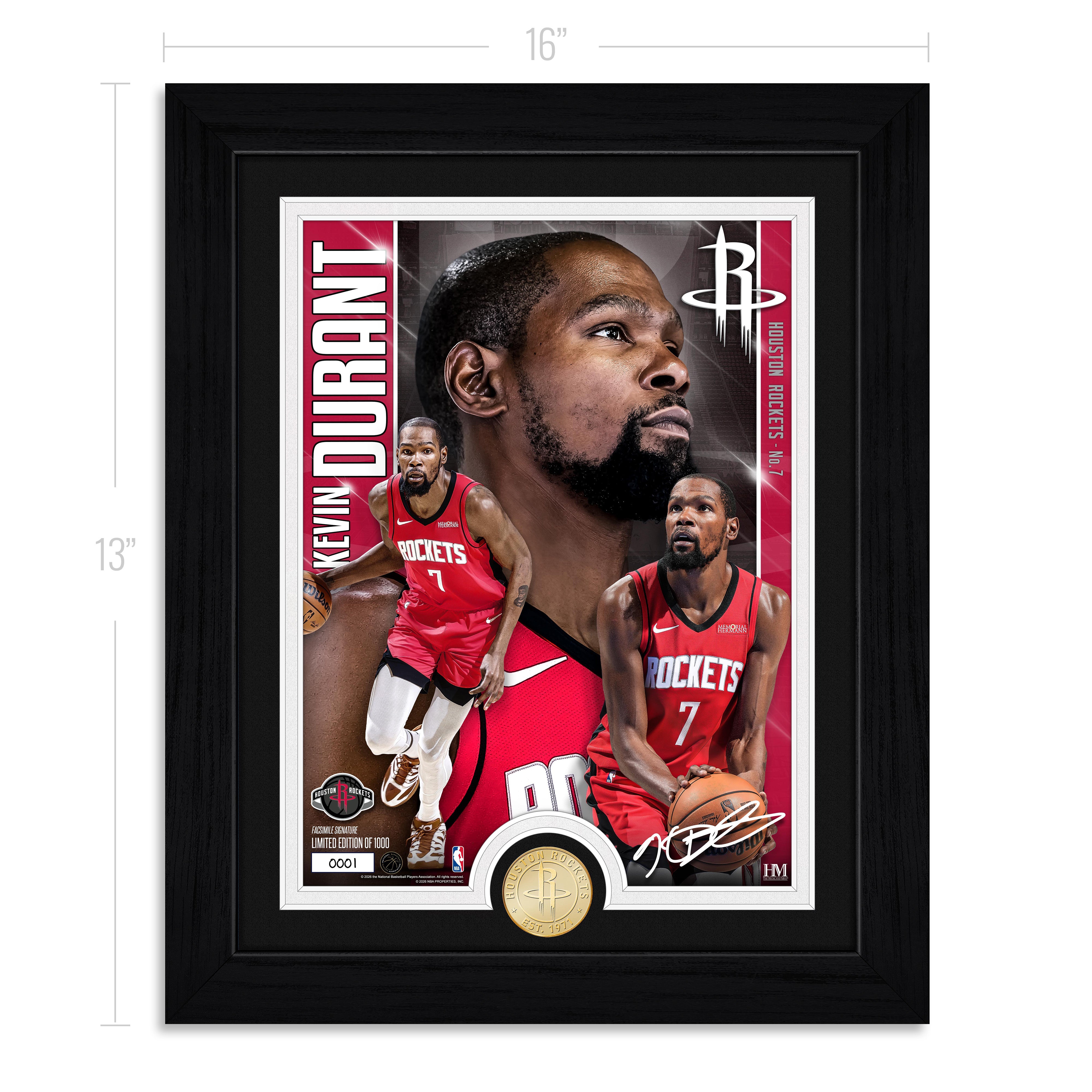 Kevin Durant Houston Rockets Bronze Coin Artist Proof Photo Mint