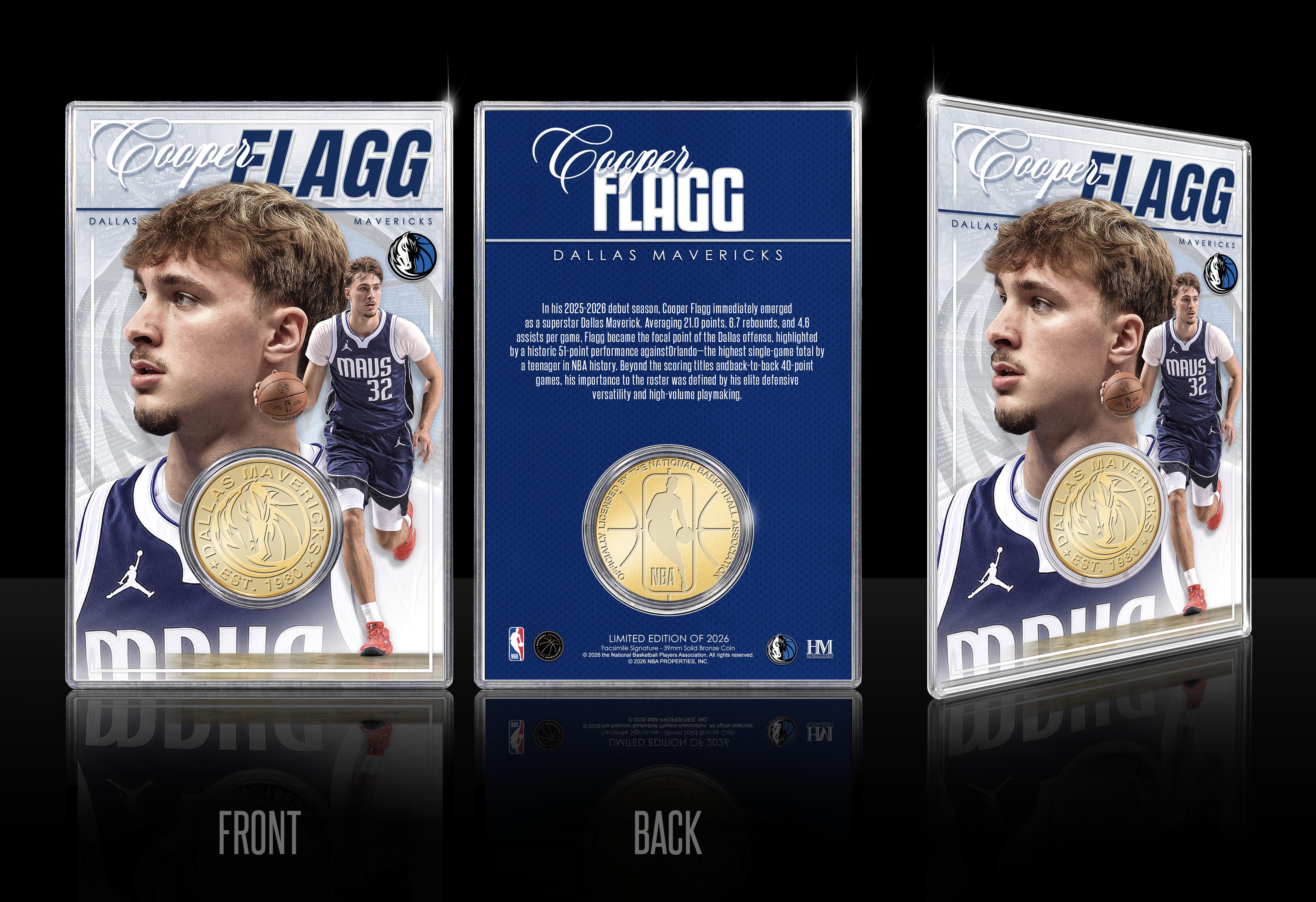 Cooper Flagg Dallas Mavericks Bronze Acrylic Coin Holder