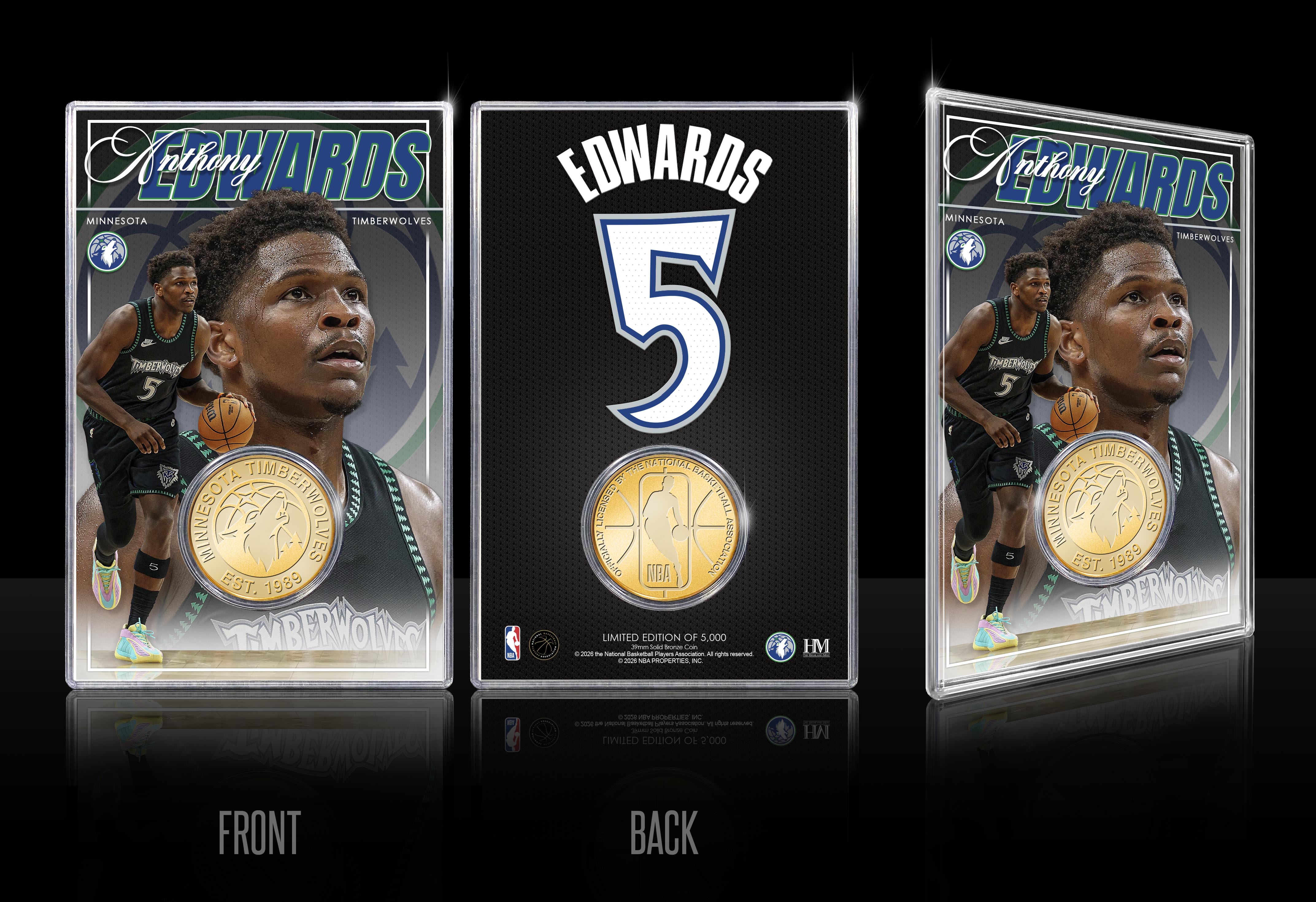 Anthony Edwards Minnesota Timberwolves Bronze Acrylic Coin Holder
