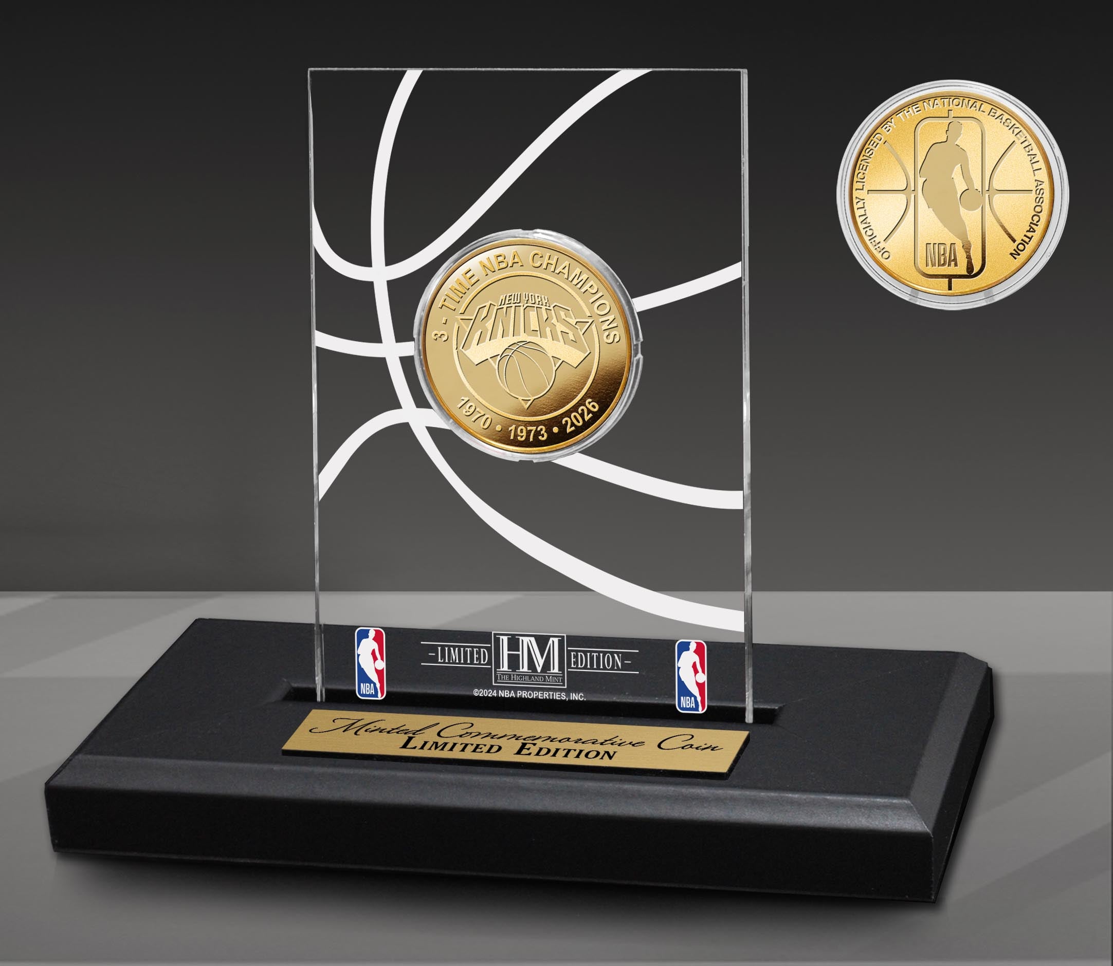 New York Knicks 3-Time Gold Coin Acrylic