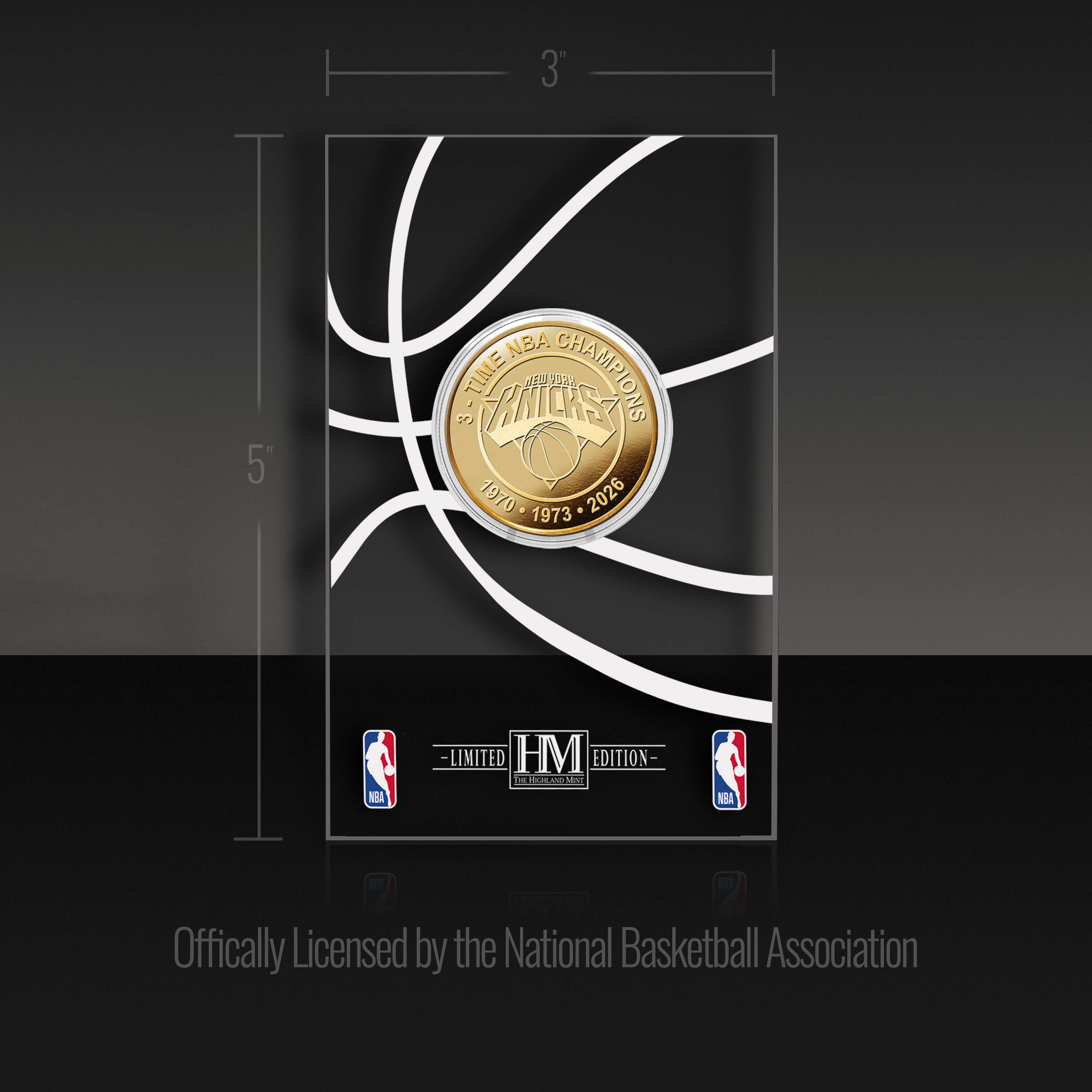 New York Knicks 3-Time Gold Coin Acrylic