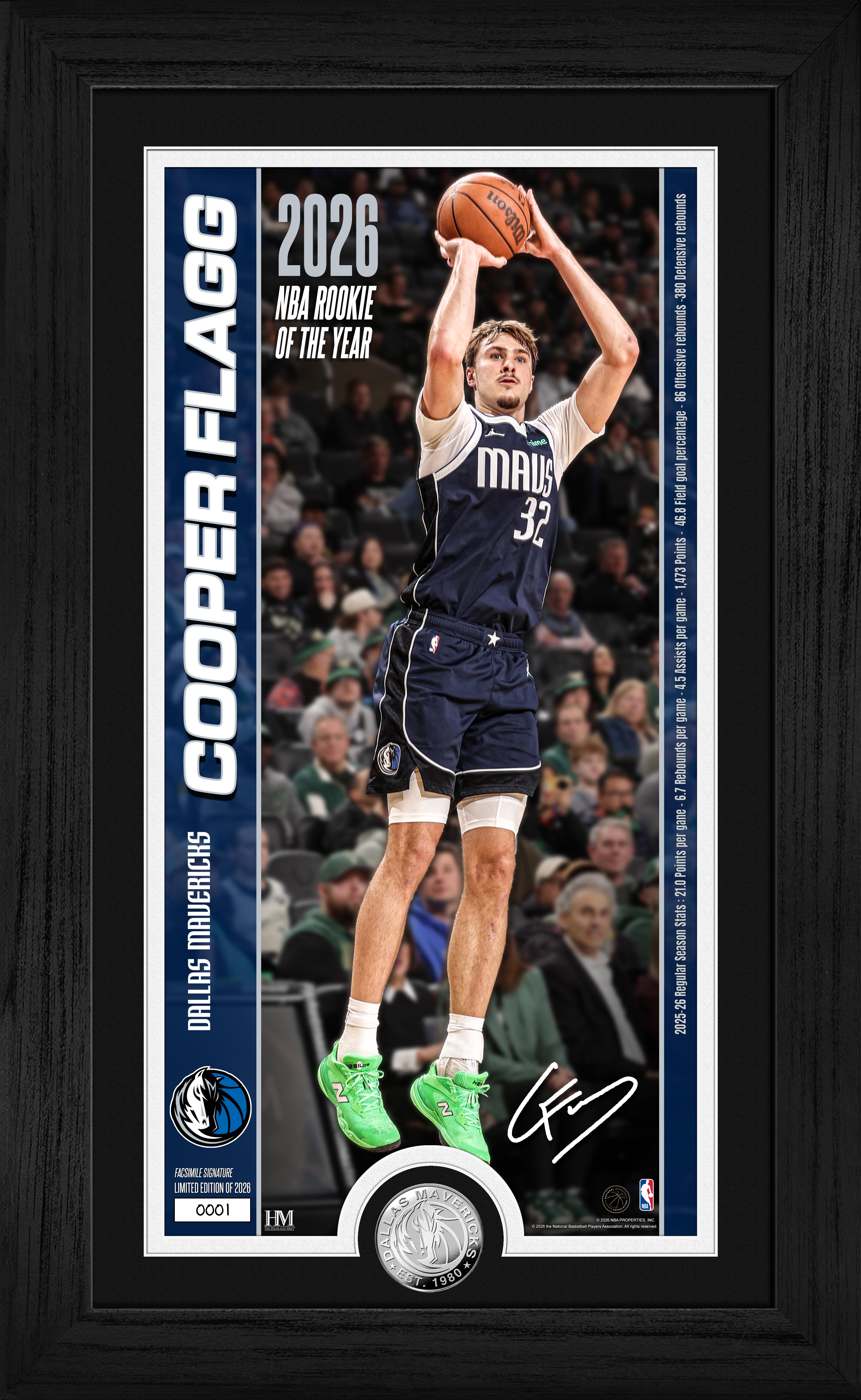 Cooper Flagg 2026 NBA Rookie of the Year Silver Coin Pano Photo Mint