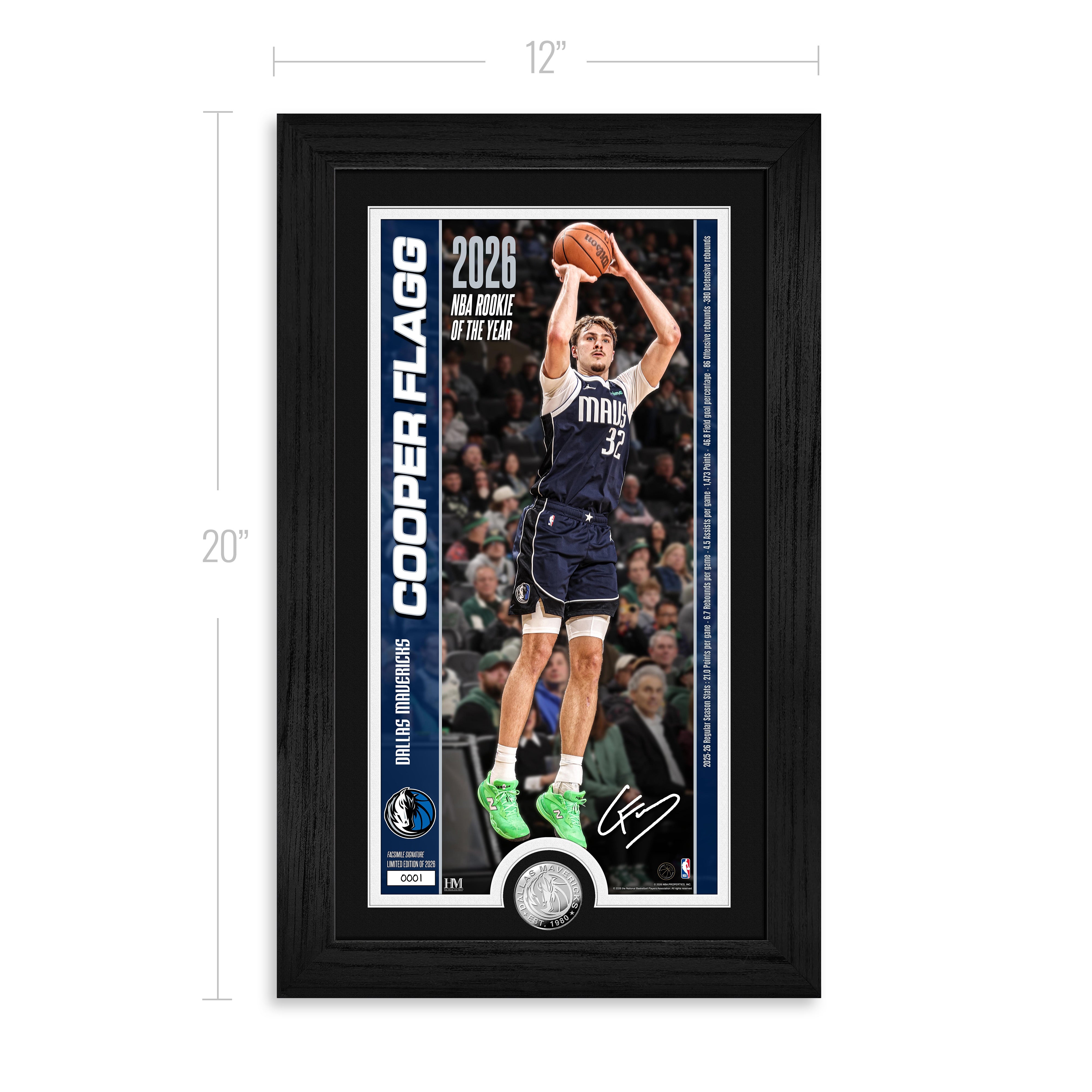 Cooper Flagg 2026 NBA Rookie of the Year Silver Coin Pano Photo Mint