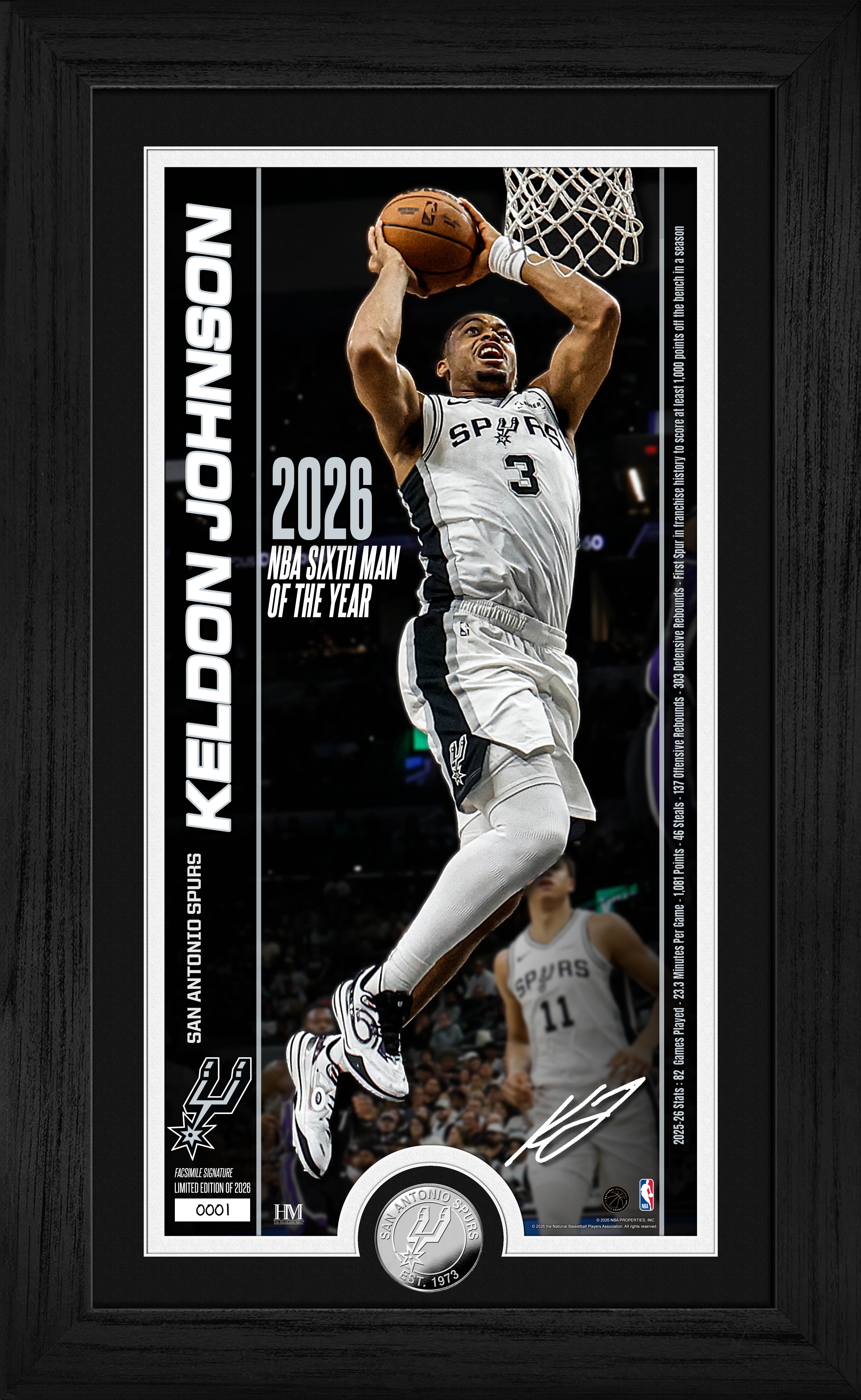 Keldon Johnson 2026 NBA Sixth Man Award Silver Coin Photo Mint