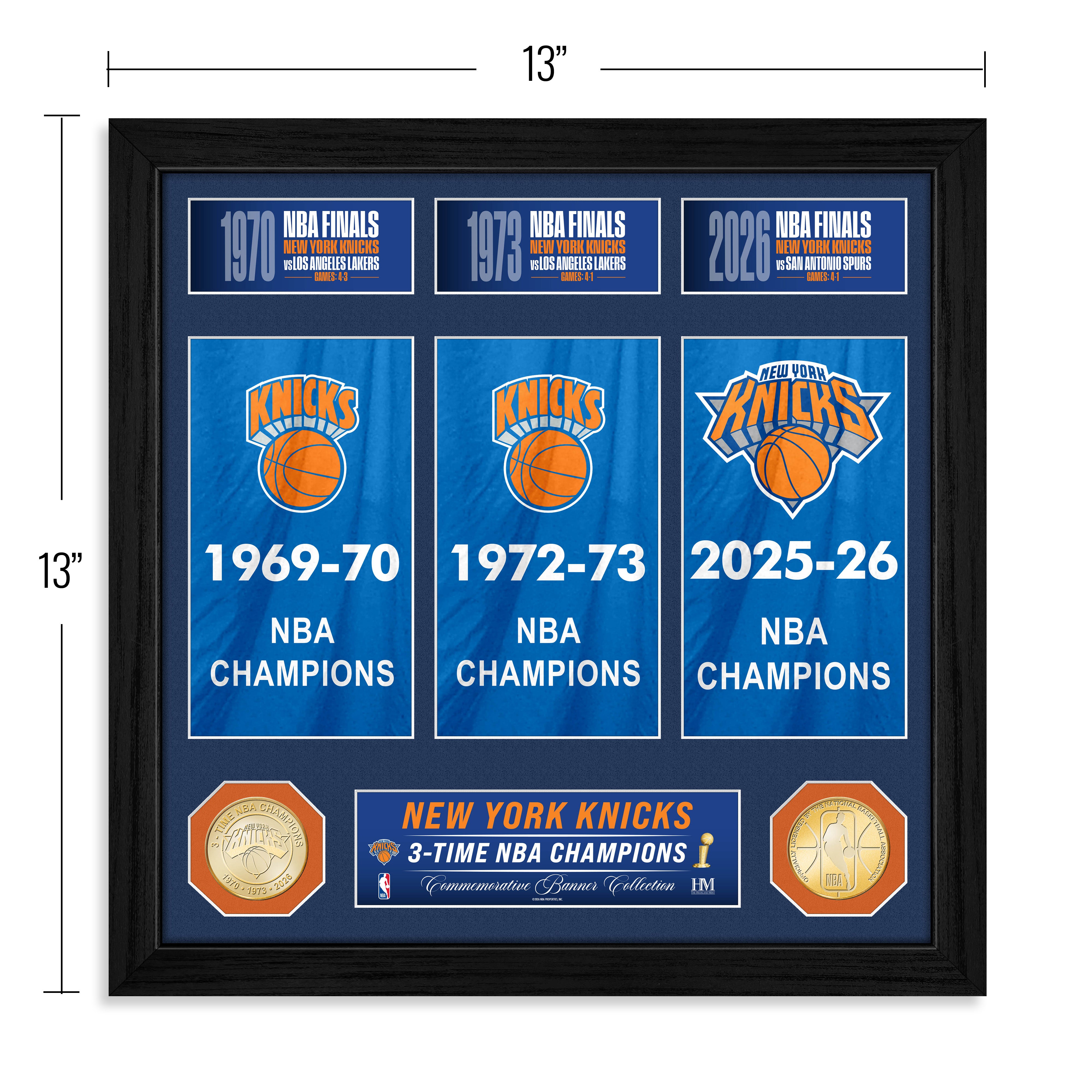 New York Knicks 3-Time Banner Bronze Coin Photo Mint