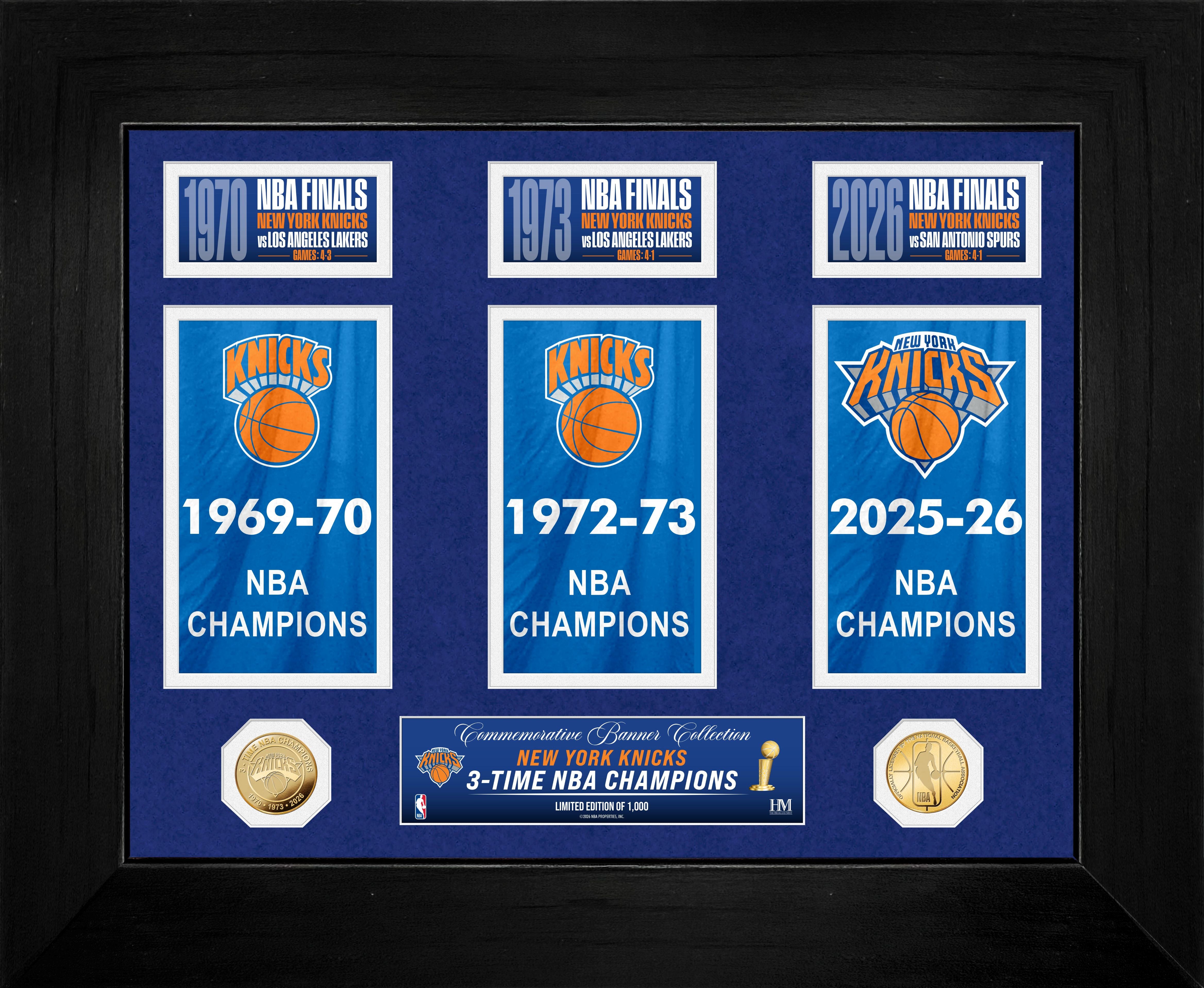 New York Knicks 3-Time Deluxe Banner Gold Coin Photo Mint