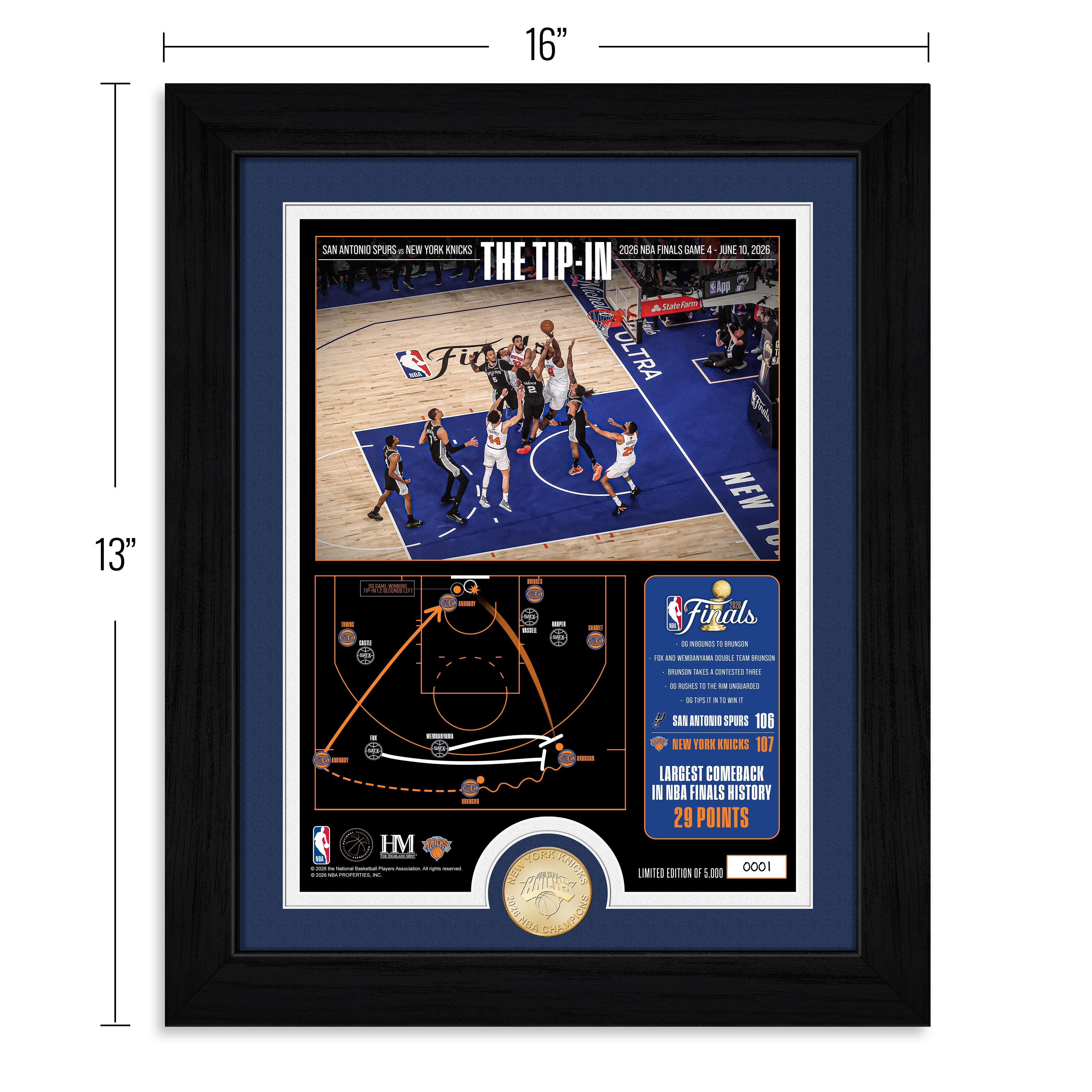 New York Knicks 2026 NBA Finals Game 4 OG Tip-in Bronze Coin Photo Mint