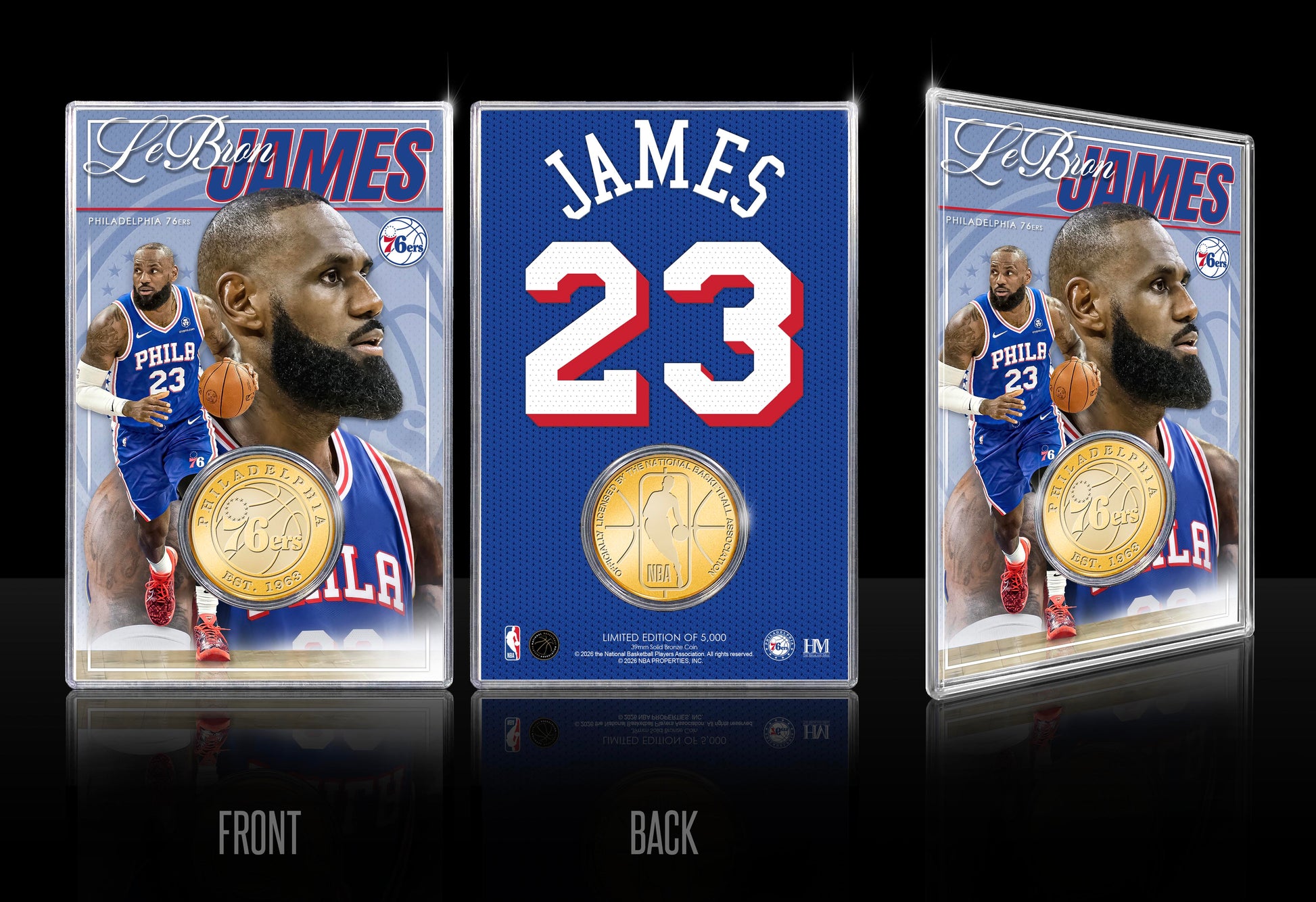 LeBron James 76ers Artist Bronze Acrylic Coin Holder