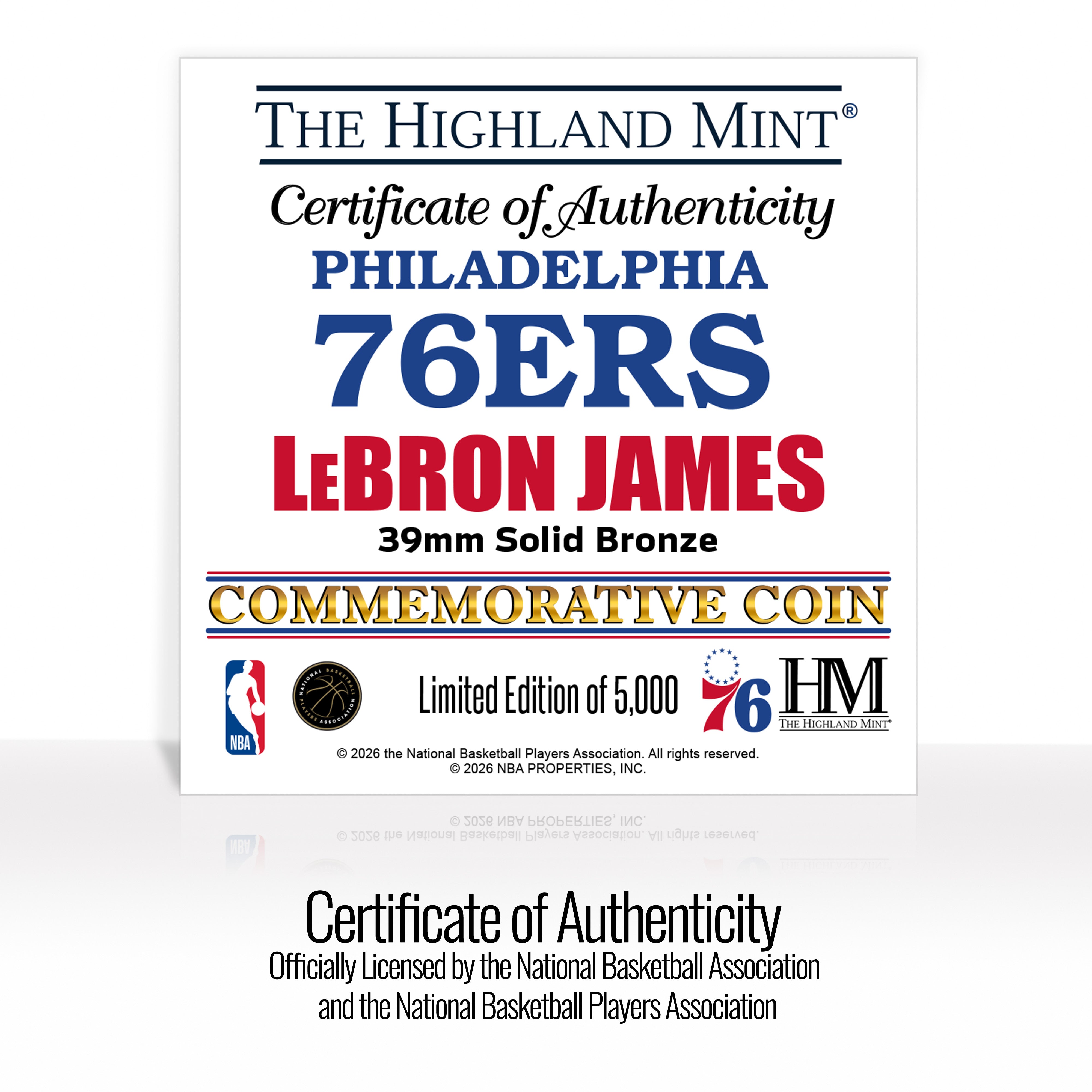 LeBron James 76ers Bronze Color Coin