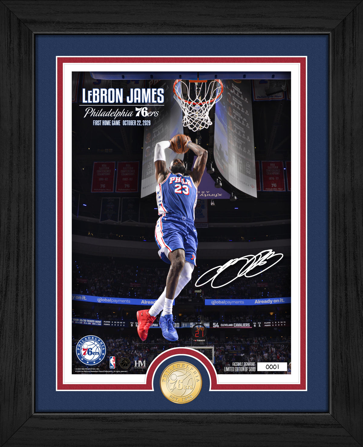 Lebron James 1st 76ers Home Game Bronze Coin Photo Mint 