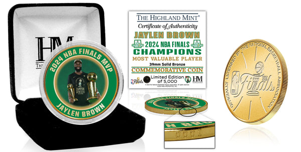 Jaylen Brown Boston Celtics 2024 NBA Finals MVP Bronze Coin - Coins