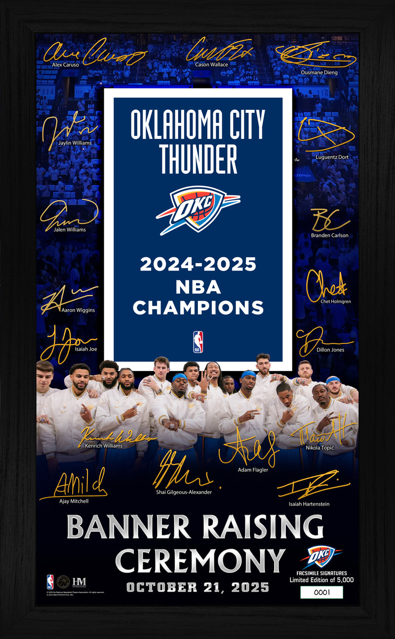 Oklahoma City Thunder 2025 NBA Championship Banner Raising Ceremony Signature Frame