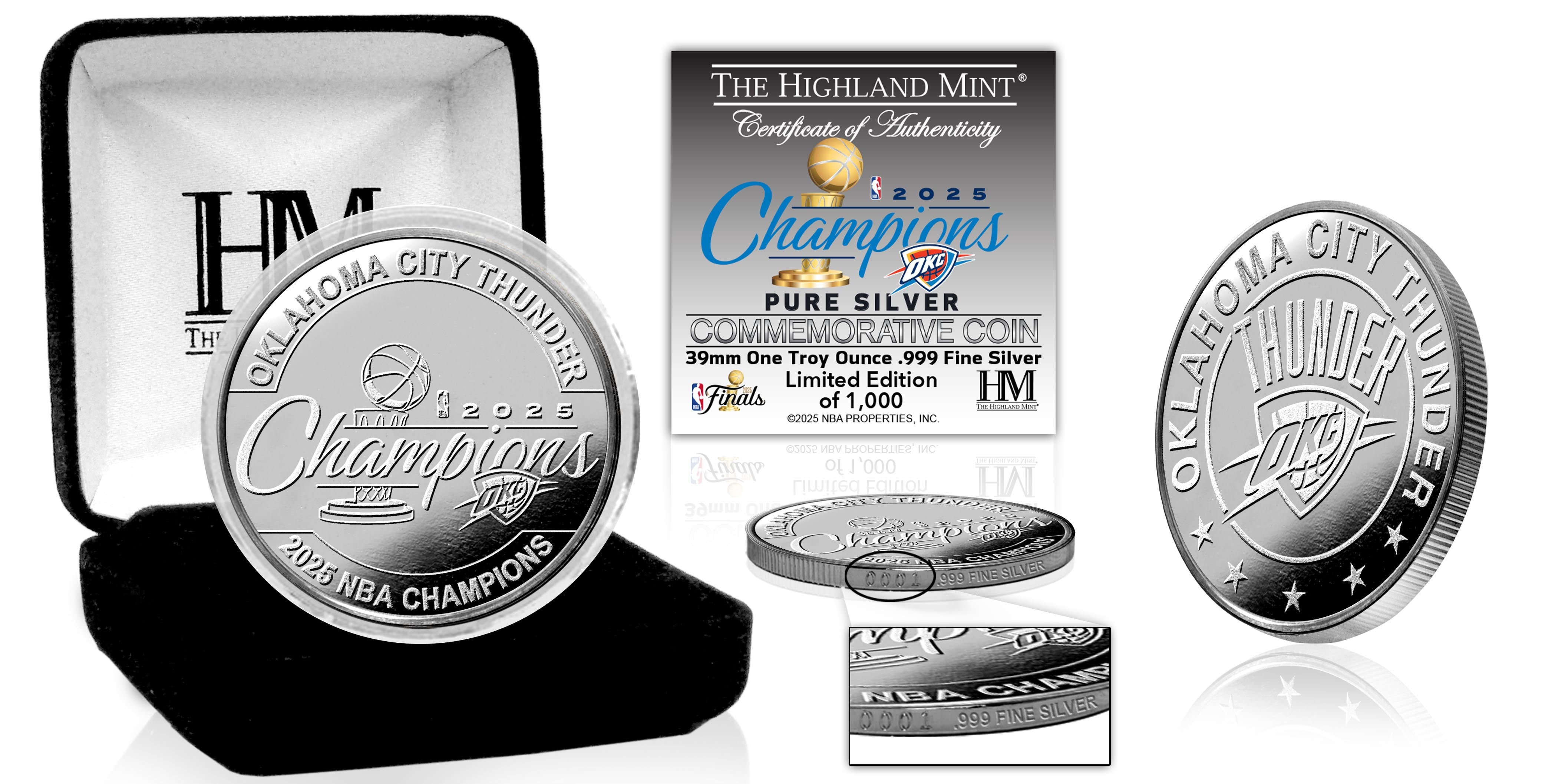 Oklahoma City Thunder 2025 NBA Champions 1oz .999 Fine Silver Coin
