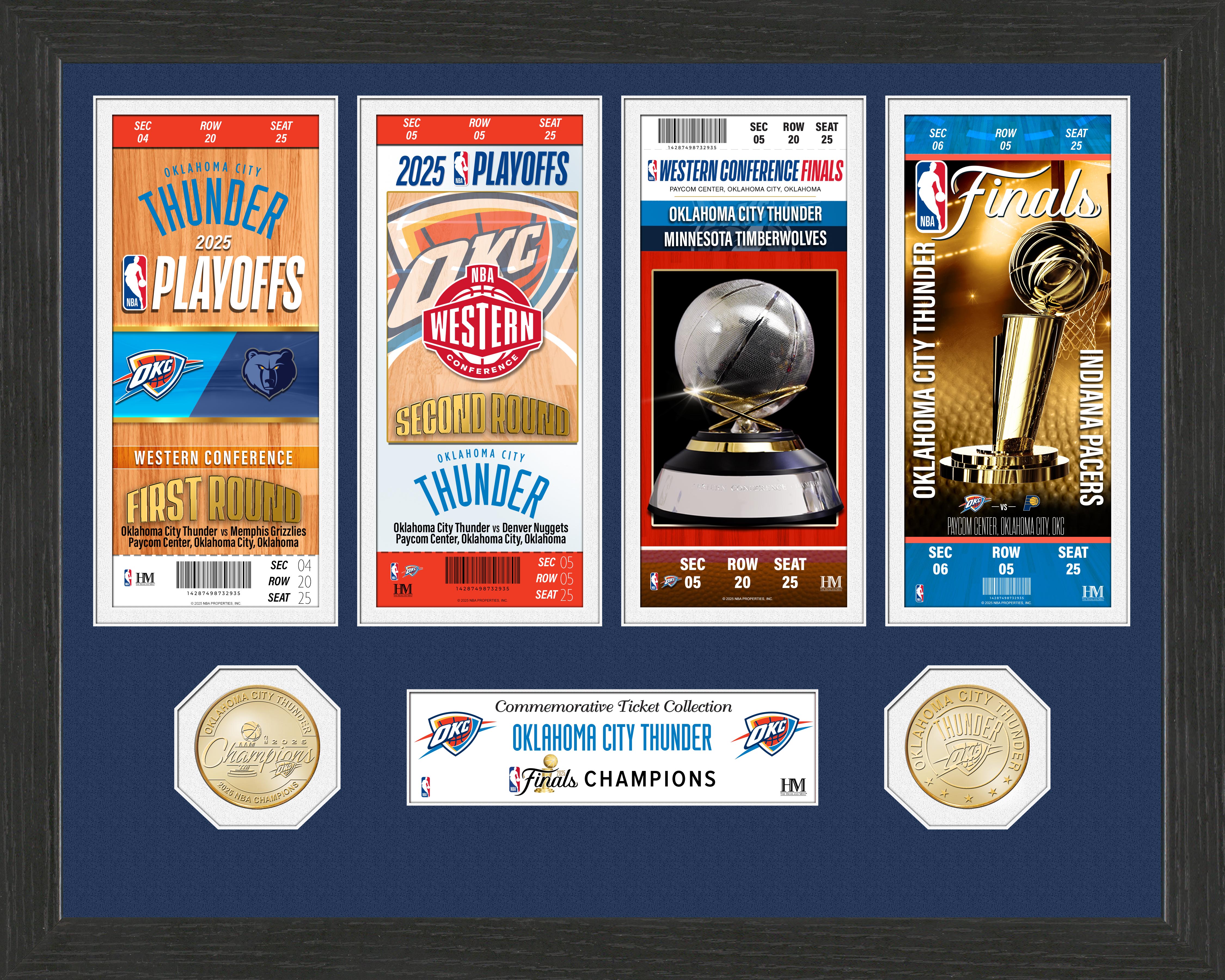 Oklahoma City Thunder 2025 Road to the NBA Championship Ticket & Bronze Coin Photo Mint