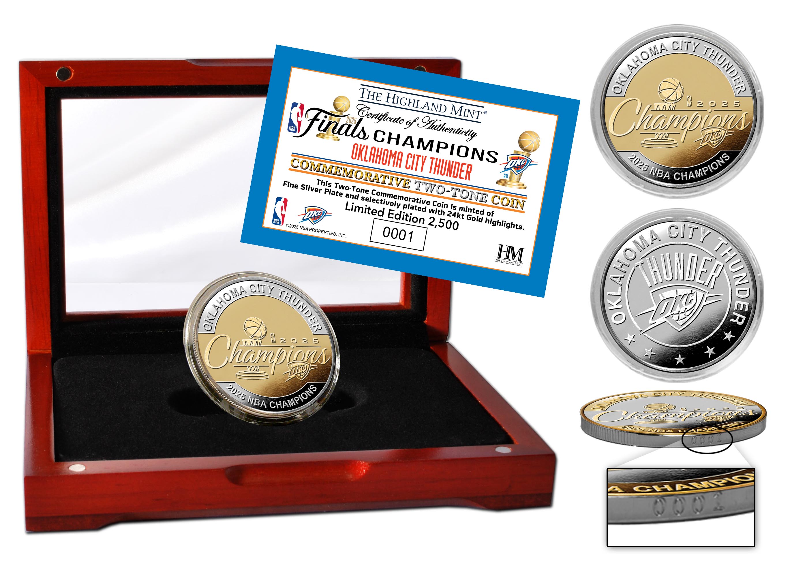Oklahoma City Thunder 2025 NBA Champions 2-Tone Coin
