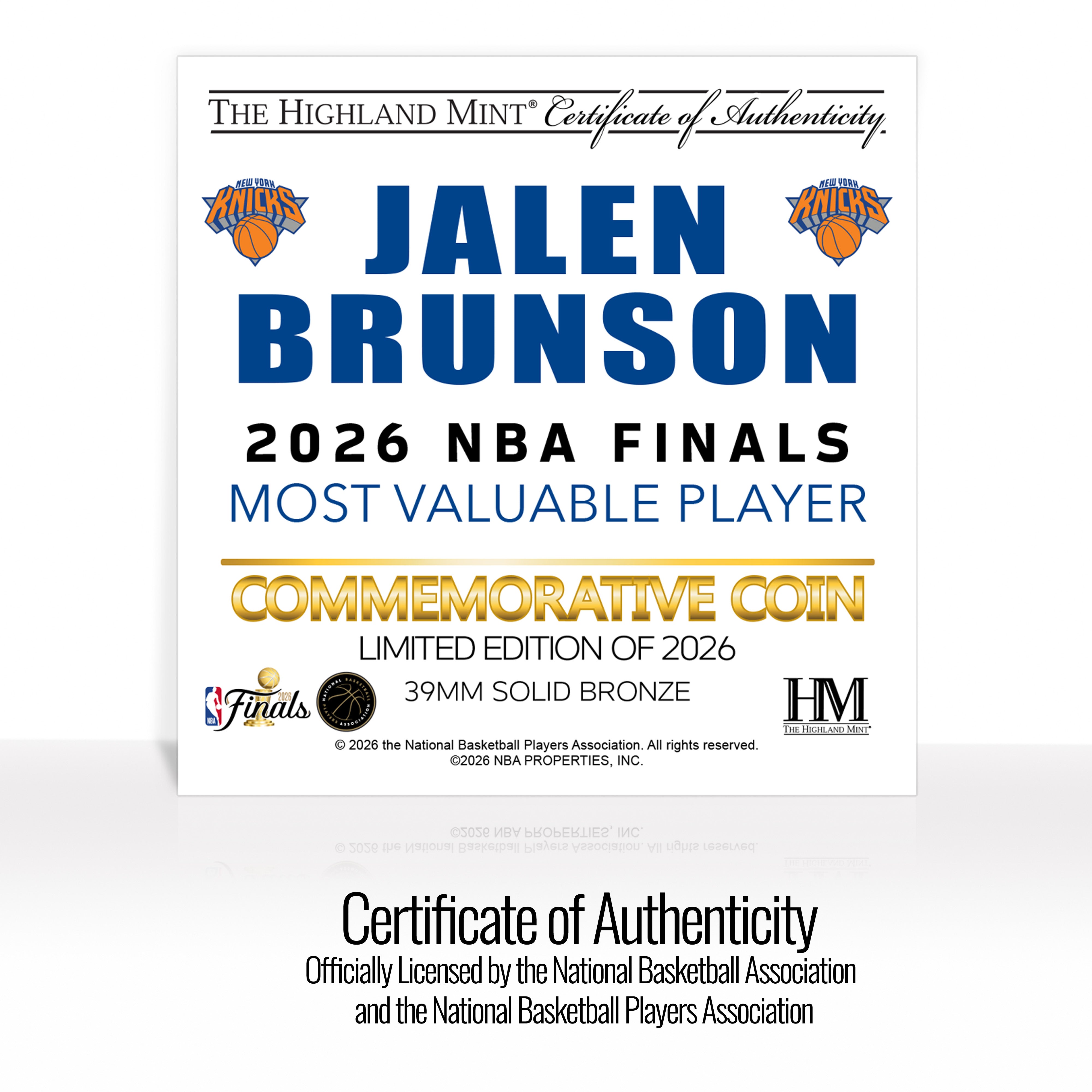 Jalen Brunson New York Knicks 2026 NBA Finals MVP Award Bronze Color Coin