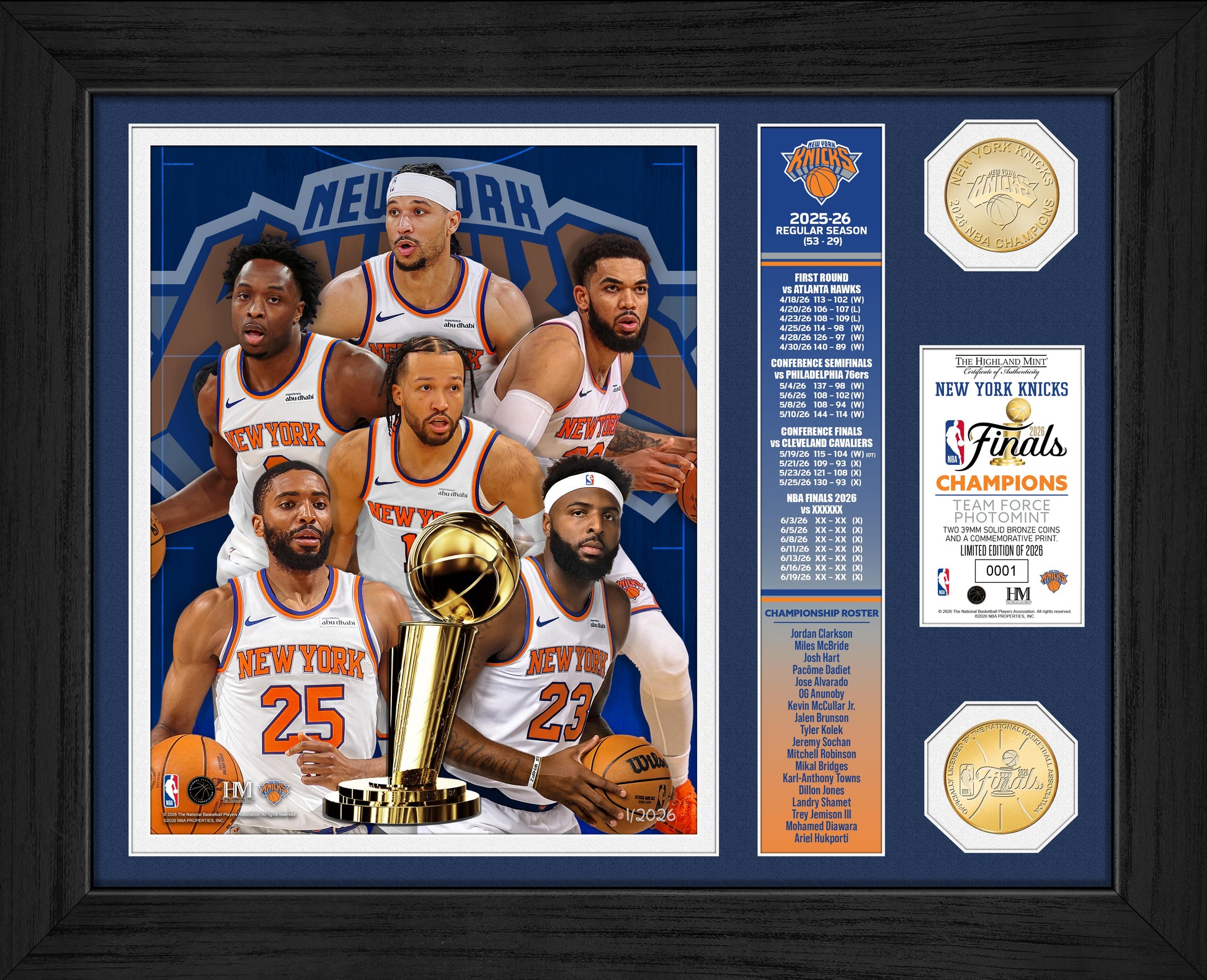 New York Knicks 2026 NBA Champions Team Force Bronze Coin Photo Mint