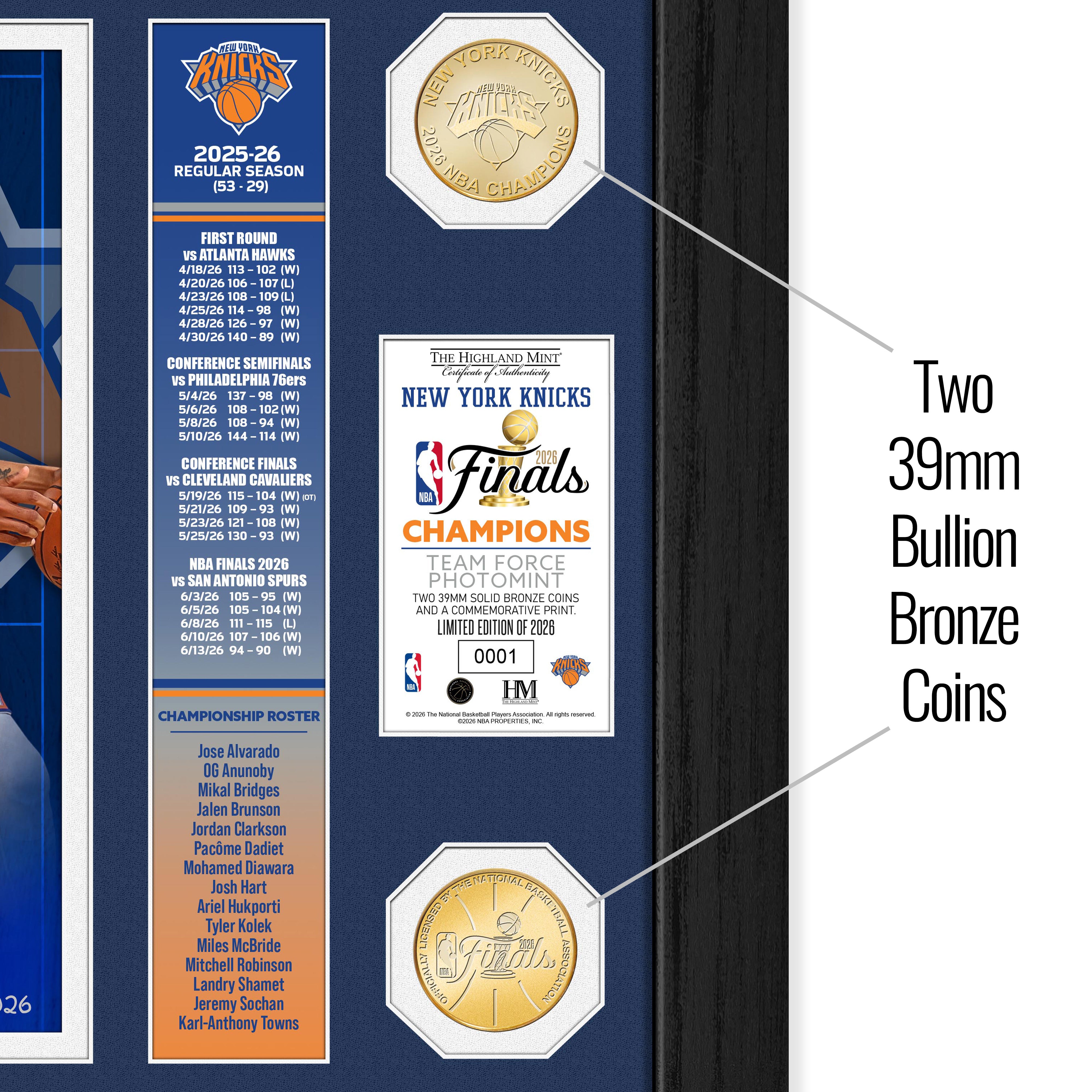 New York Knicks 2026 NBA Champions Team Force Bronze Coin Photo Mint