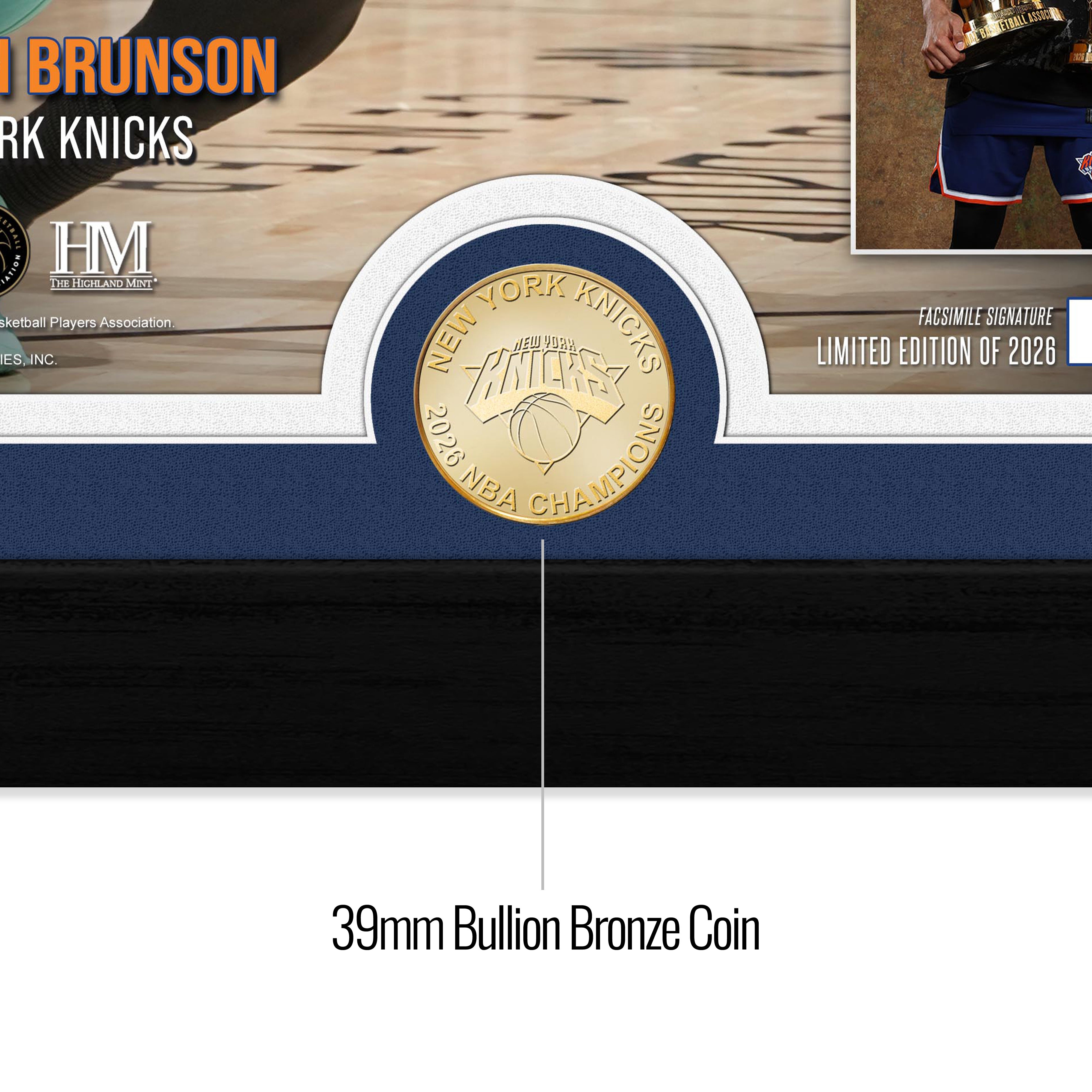 Jalen Brunson 2026 NBA Champions Trophy Bronze Coin Photo Mint