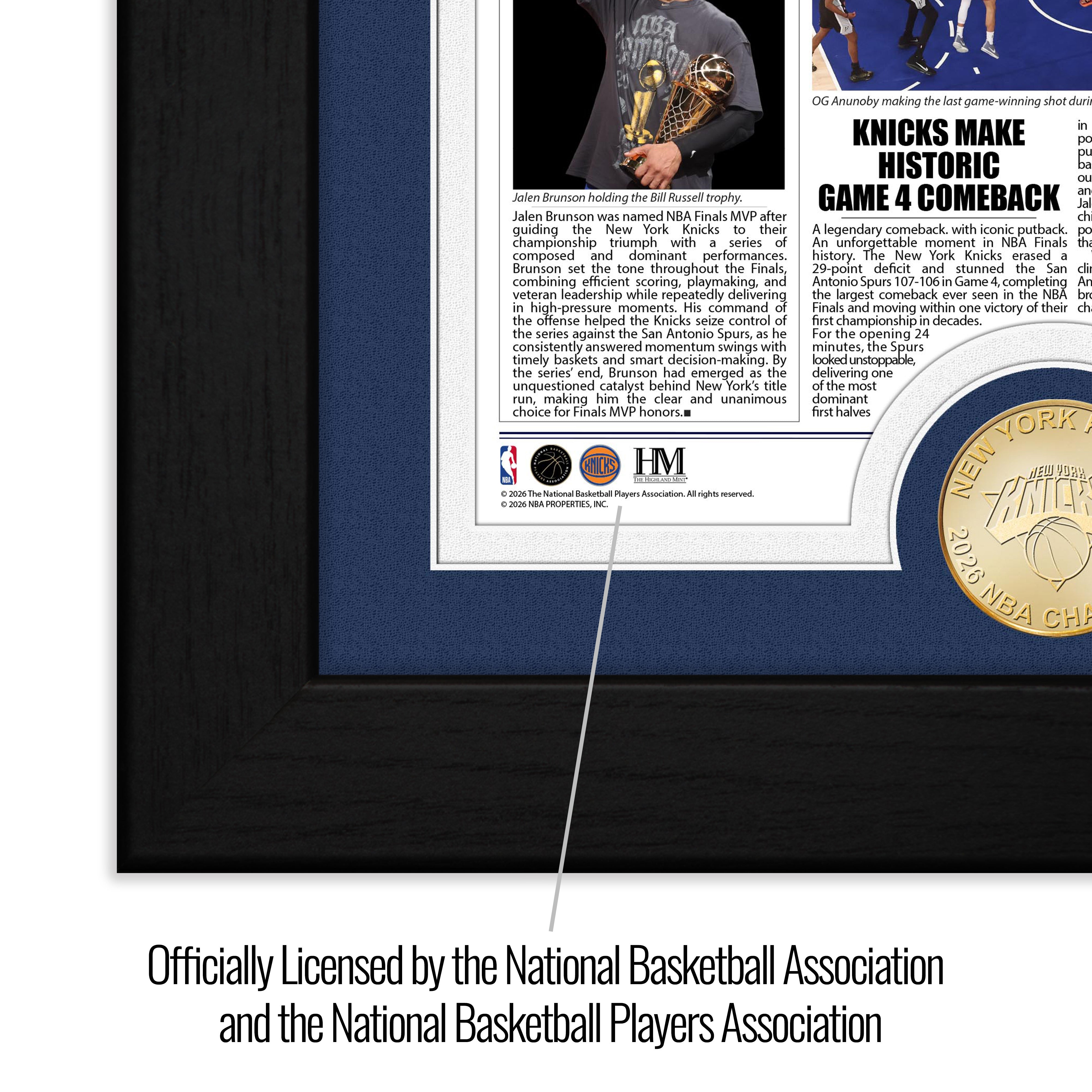New York Knicks 2026 NBA Champions Front Page News Bronze Coin Photo Mint