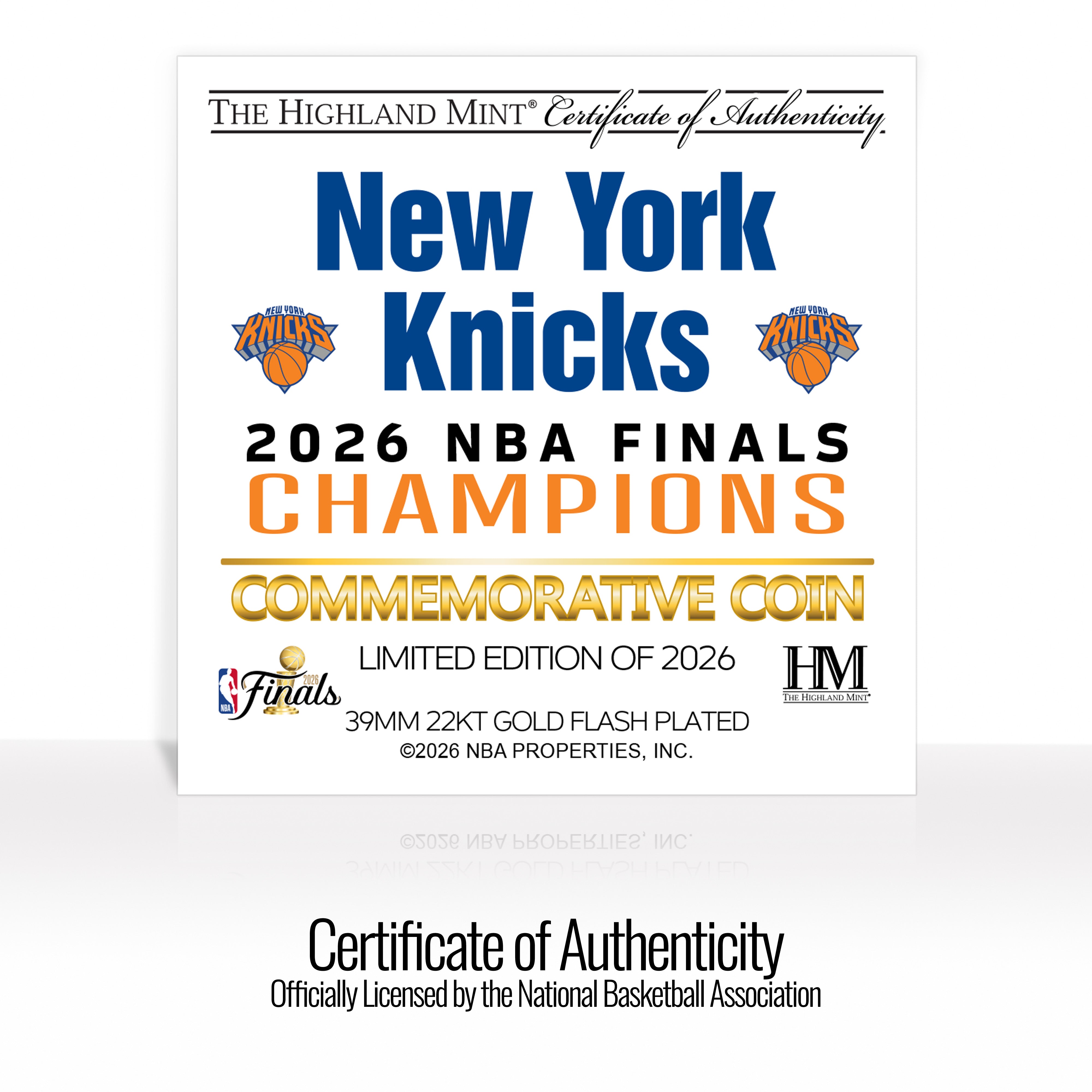 New York Knicks 2026 NBA Champions Gold Plated Coin