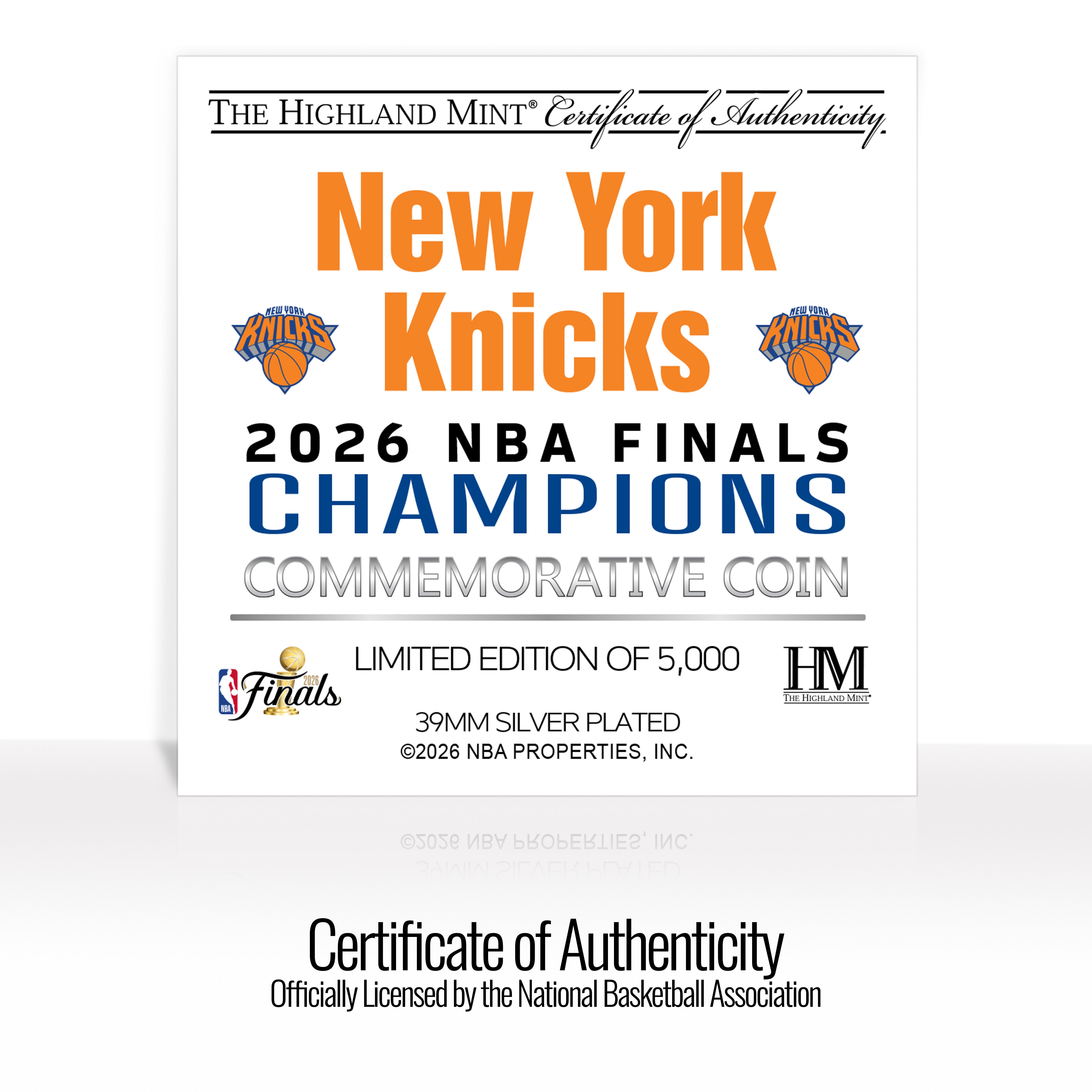 New York Knicks 2026 NBA Champions Silver Plated Coin – The