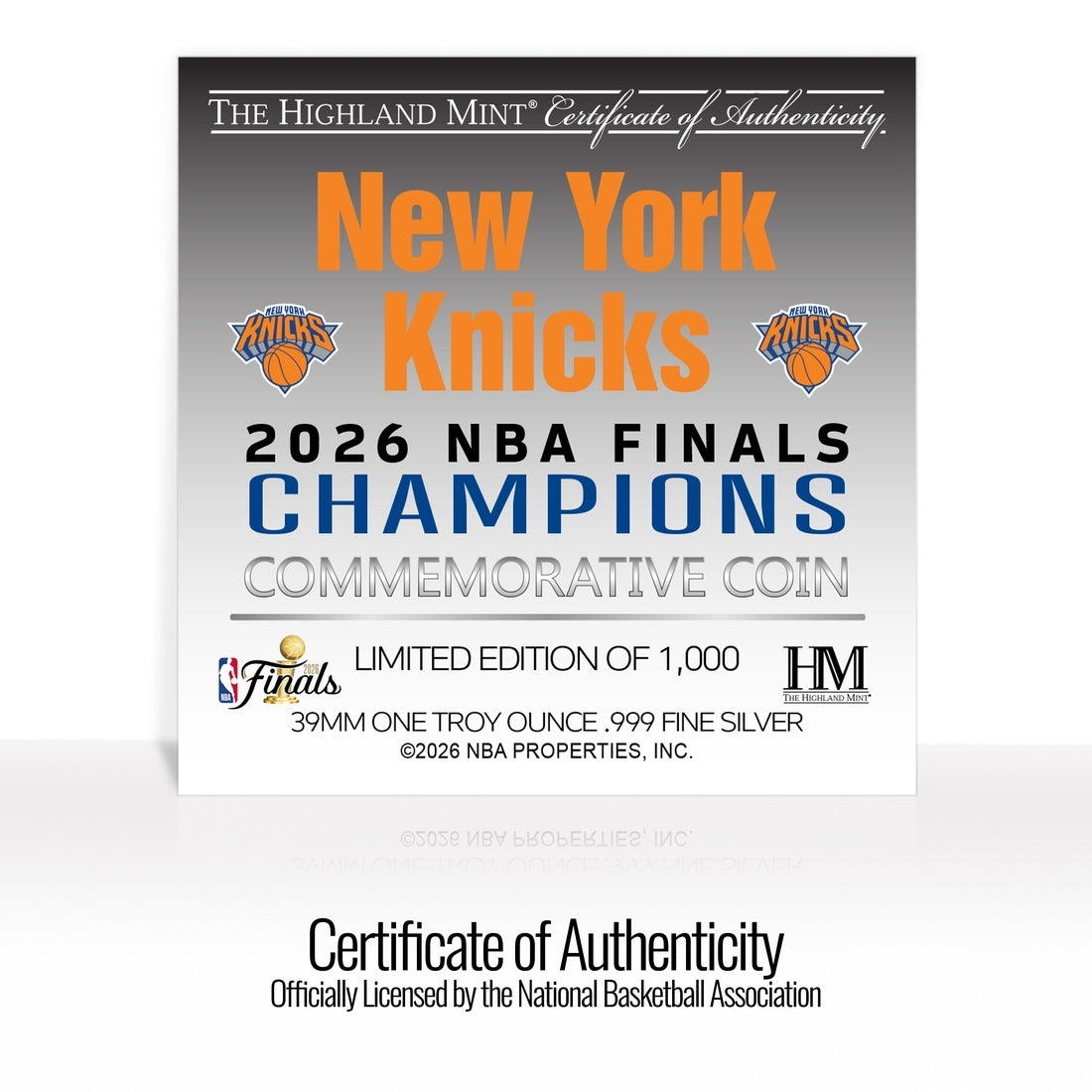 New York Knicks 2026 NBA Champions 1oz .999 Fine Silver Coin – The