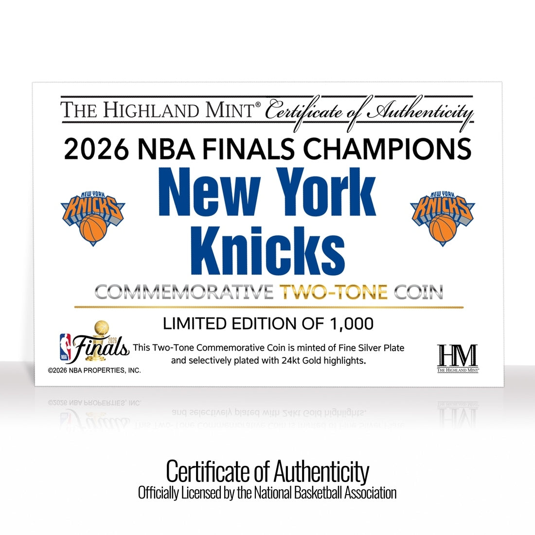 New York Knicks 2026 NBA Champions Gold and Silver Two-Tone Coin