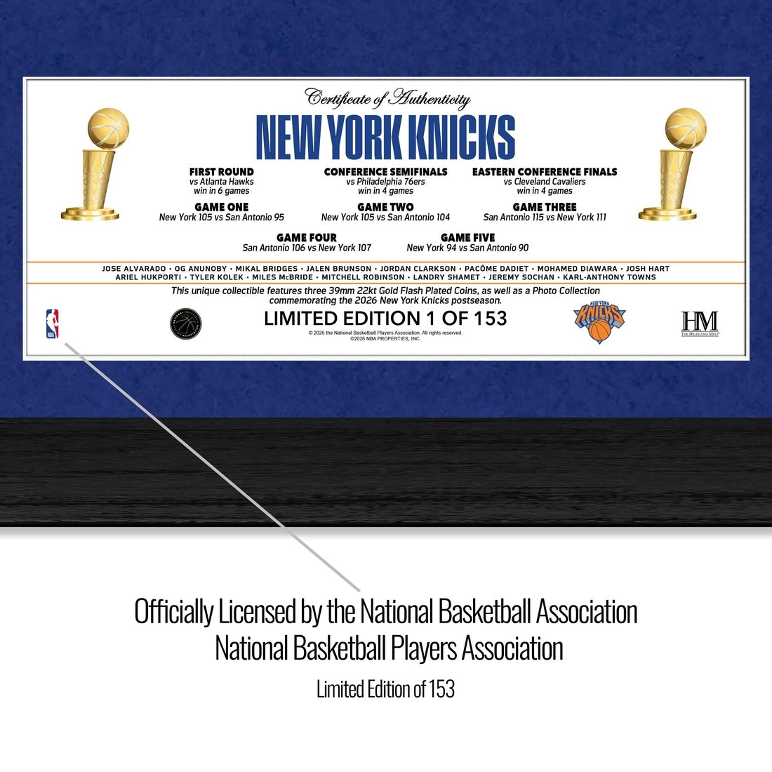 New York Knicks 2026 NBA Finals Champions Mega Gold Coin Photo Mint