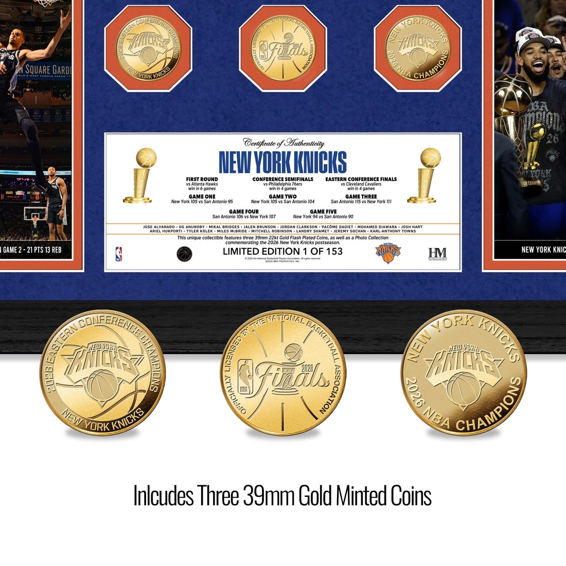 New York Knicks 2026 NBA Finals Champions Mega Gold Coin Photo Mint