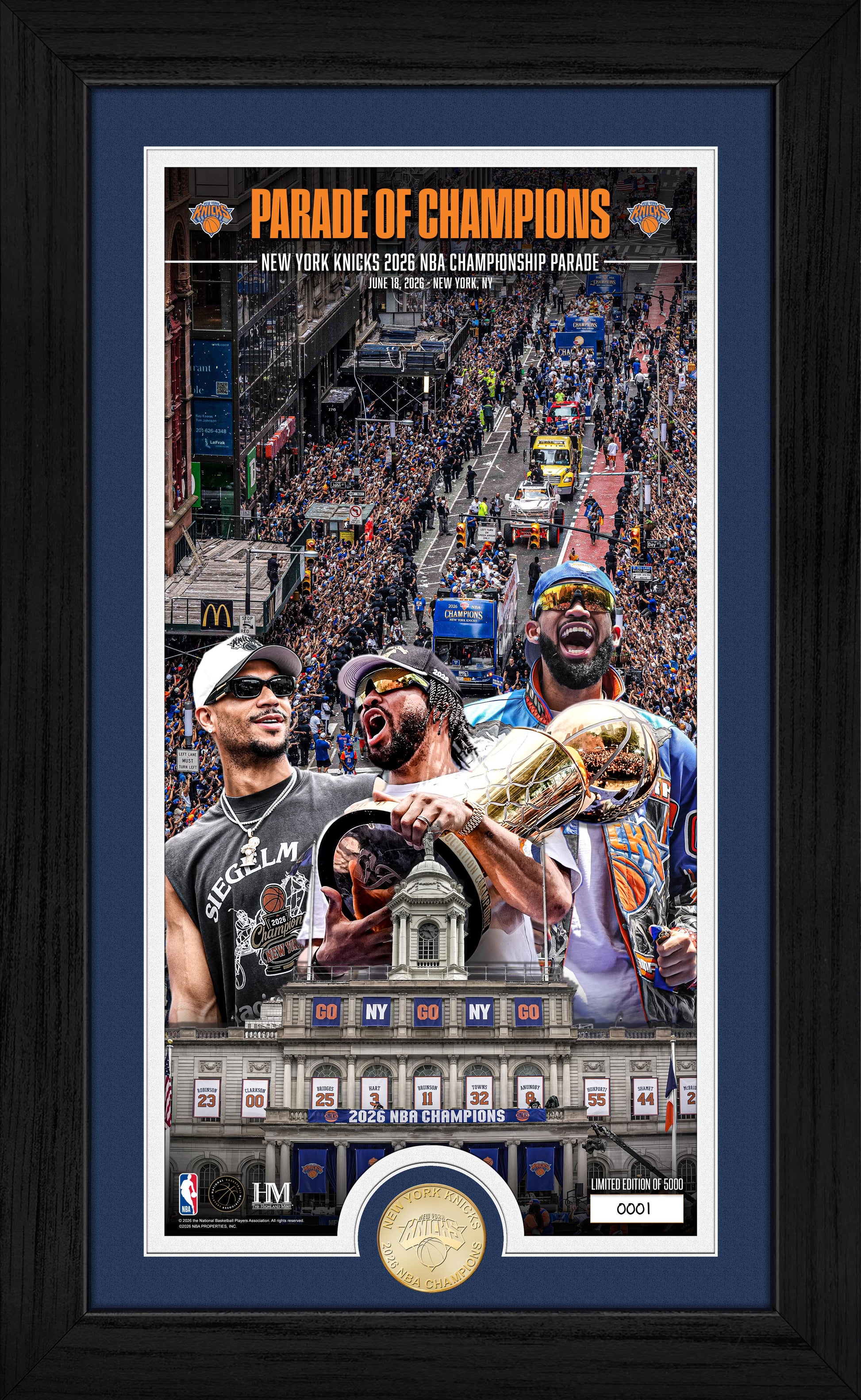 New York Knicks 2026 NBA Finals Champions Parade Bronze Coin Photo Mint