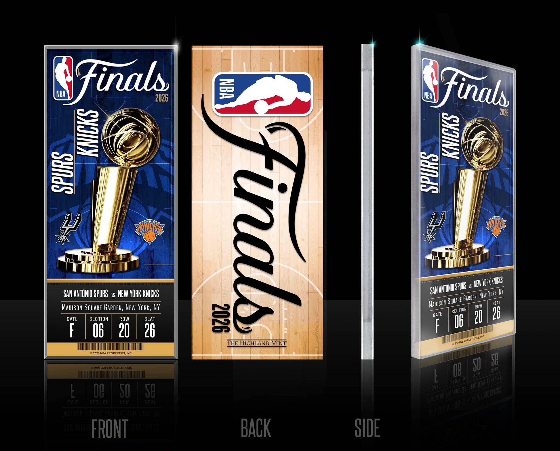 Spurs vs. Knicks at New York 2026 NBA Finals Championship Dueling Acrylic Ticket