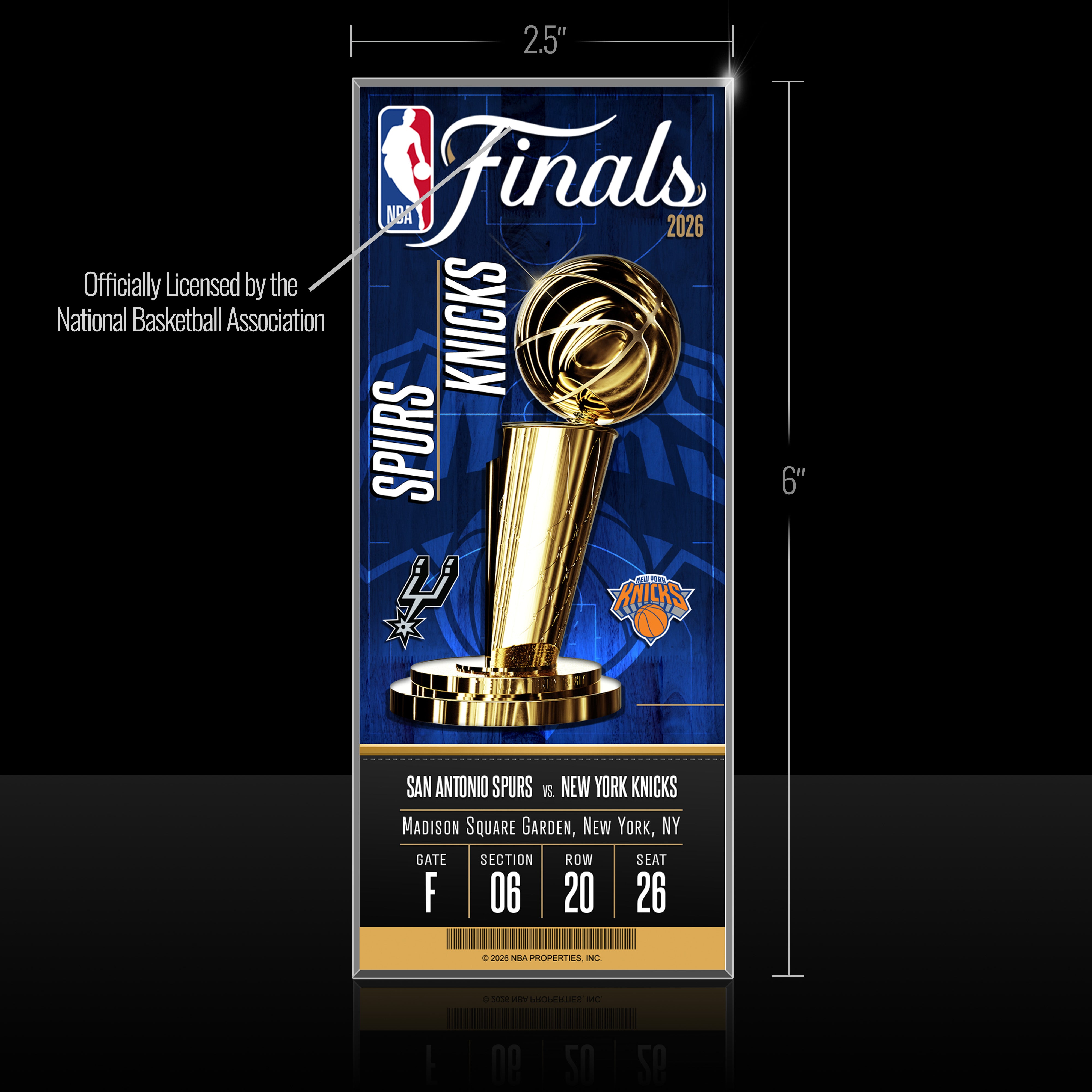 Spurs vs. Knicks at New York 2026 NBA Finals Championship Dueling Acrylic Ticket