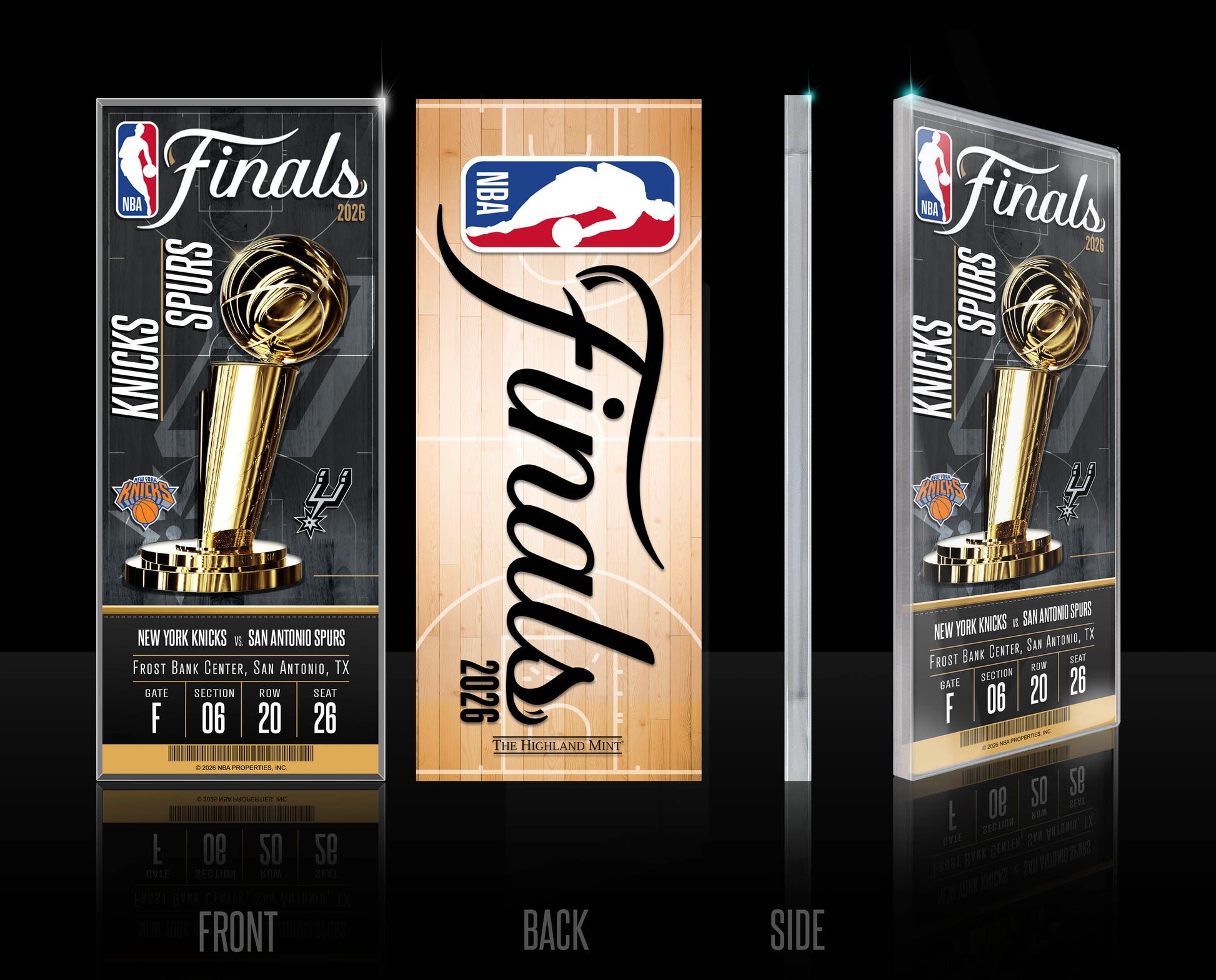 Knicks vs. Spurs at San Antonio 2026 NBA Finals Championship Dueling Acrylic Ticket