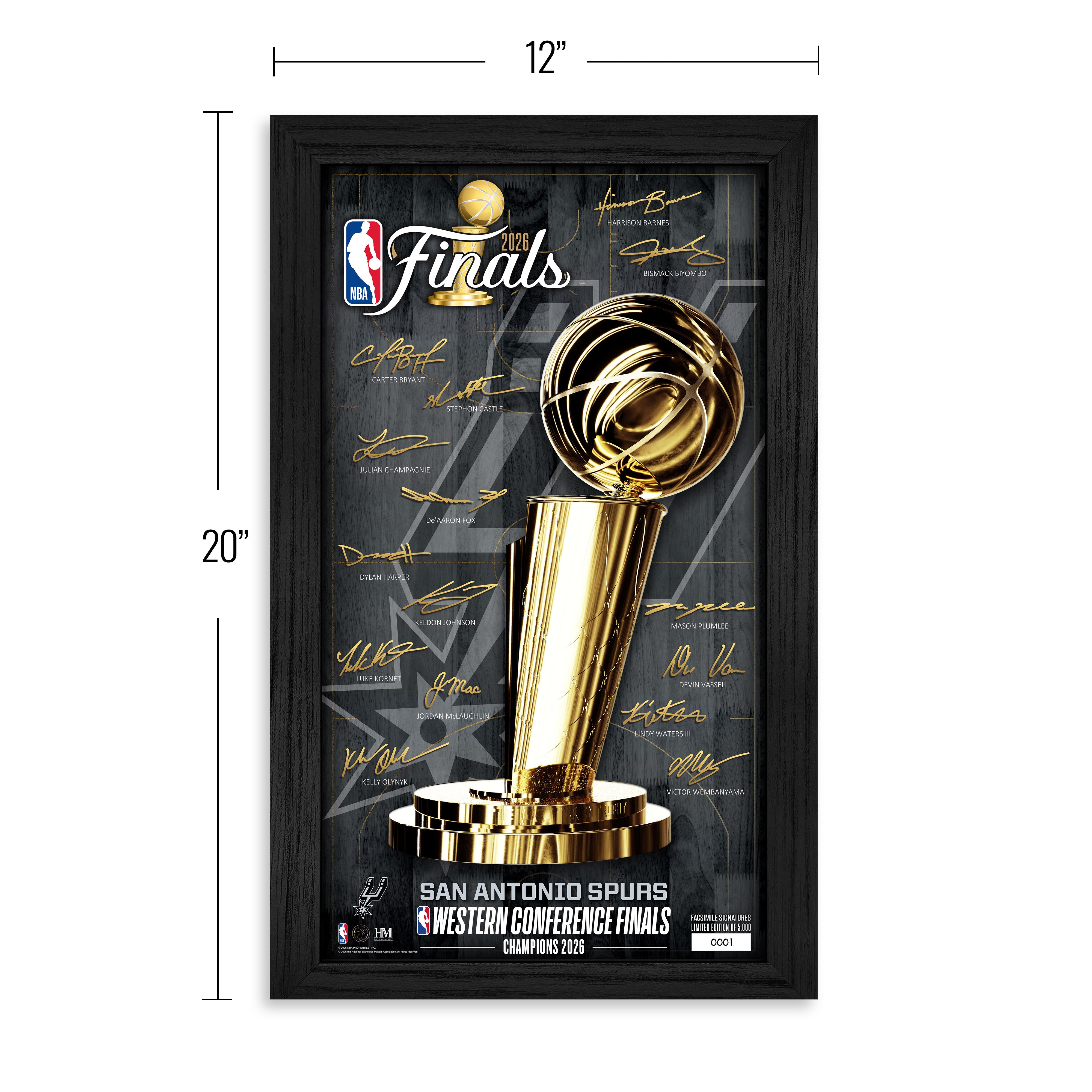 San Antonio Spurs 2026 NBA Western Conference Champions Signature Frame