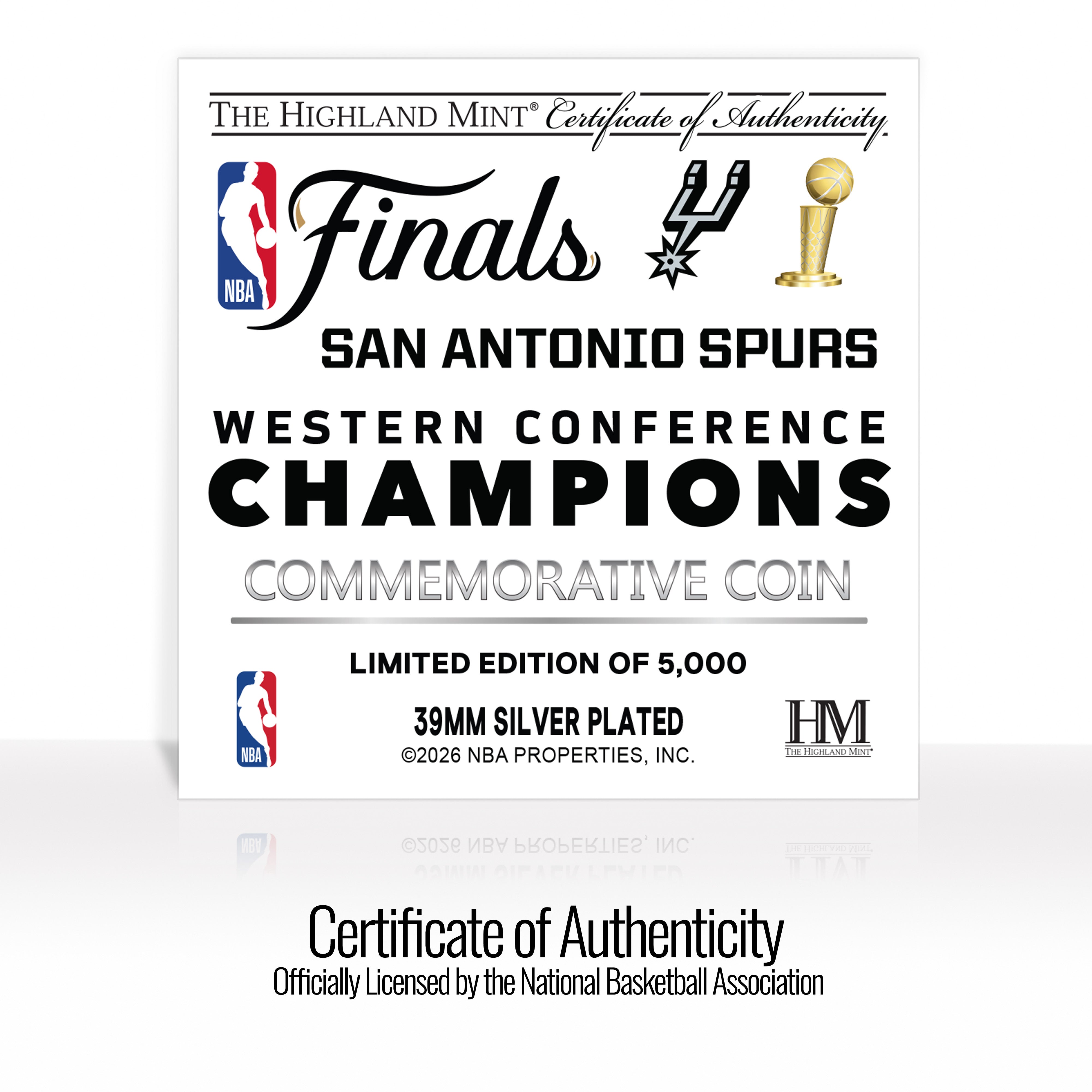 San Antonio Spurs 2026 NBA Western Conference Champions Silver Coin