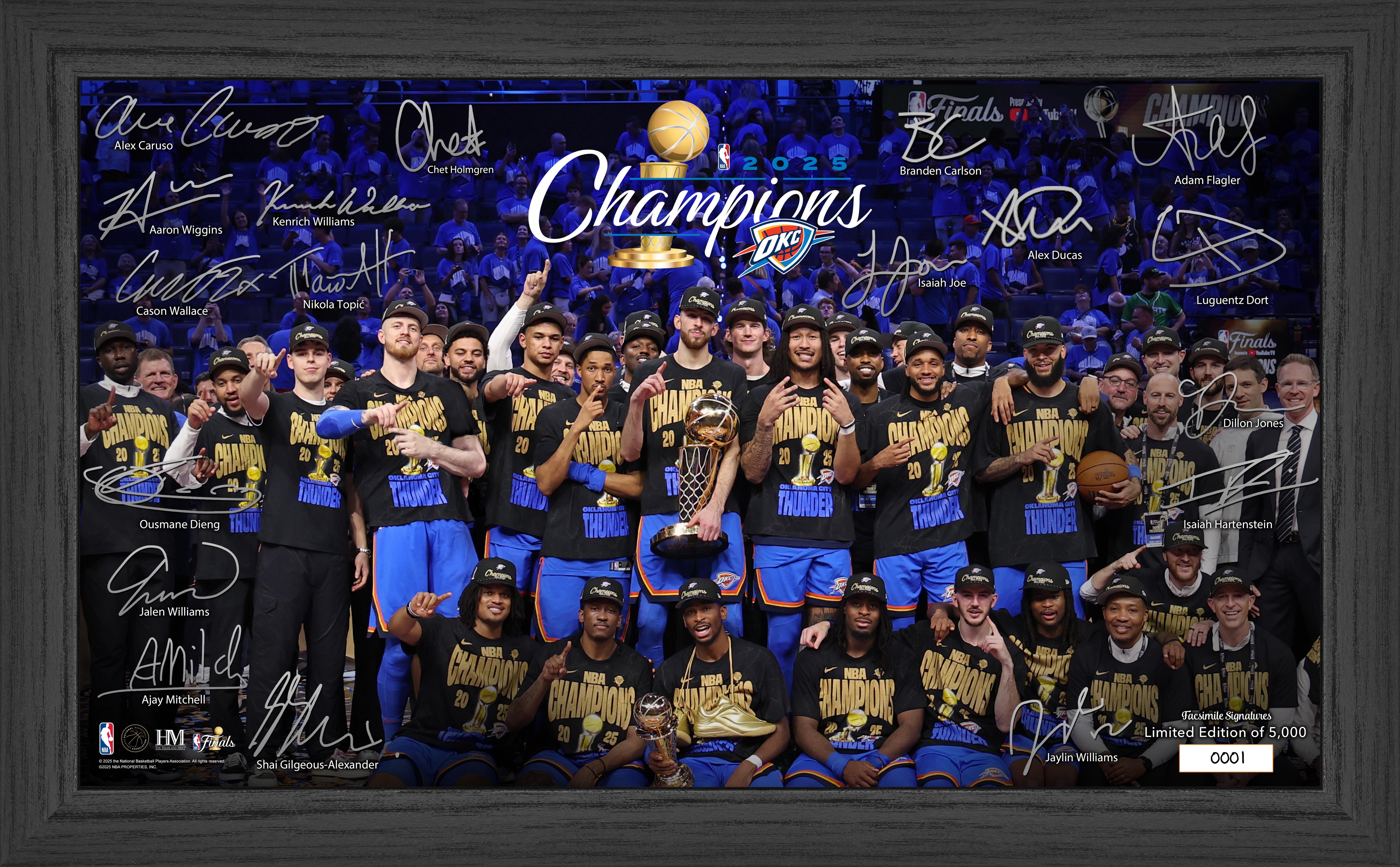 Oklahoma City Thunder 2025 NBA Champions Tradition Signature Frame
