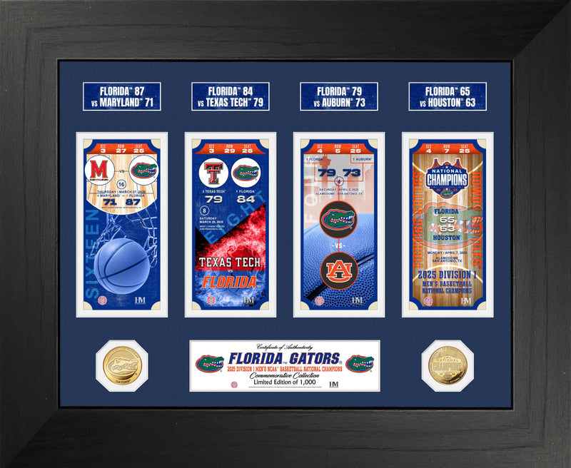 University of Florida Road to the 2025 Men's Basketball NCAA National Championship Game Deluxe Ticket Photo Mint