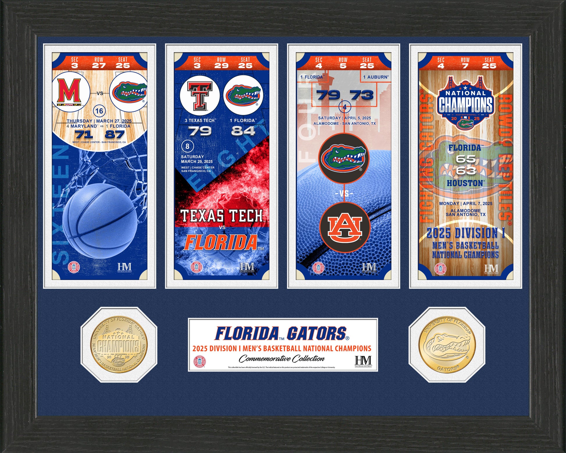 University of Florida Road to the 2025 Men's Basketball NCAA National Championship Game Ticket Photo Mint
