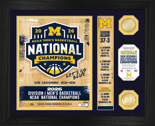 Michigan Wolverines 2026 NCAA Men’s Basketball Champions Team Force Bronze Coin Photo Mint